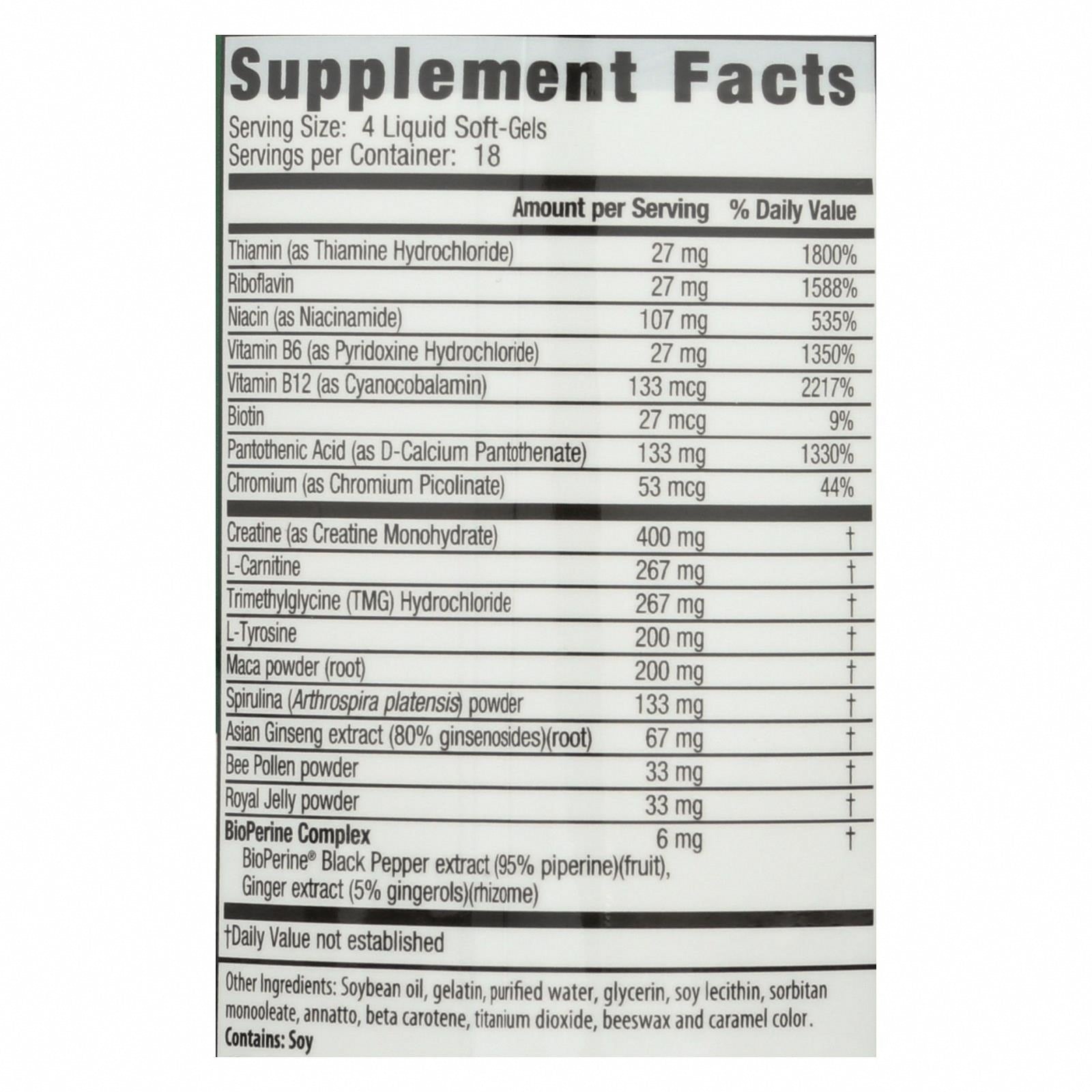 Irwin Naturals - Triple-Boost Caffeine Energy - 1 Each-75 Softgel - Nutrition Facts