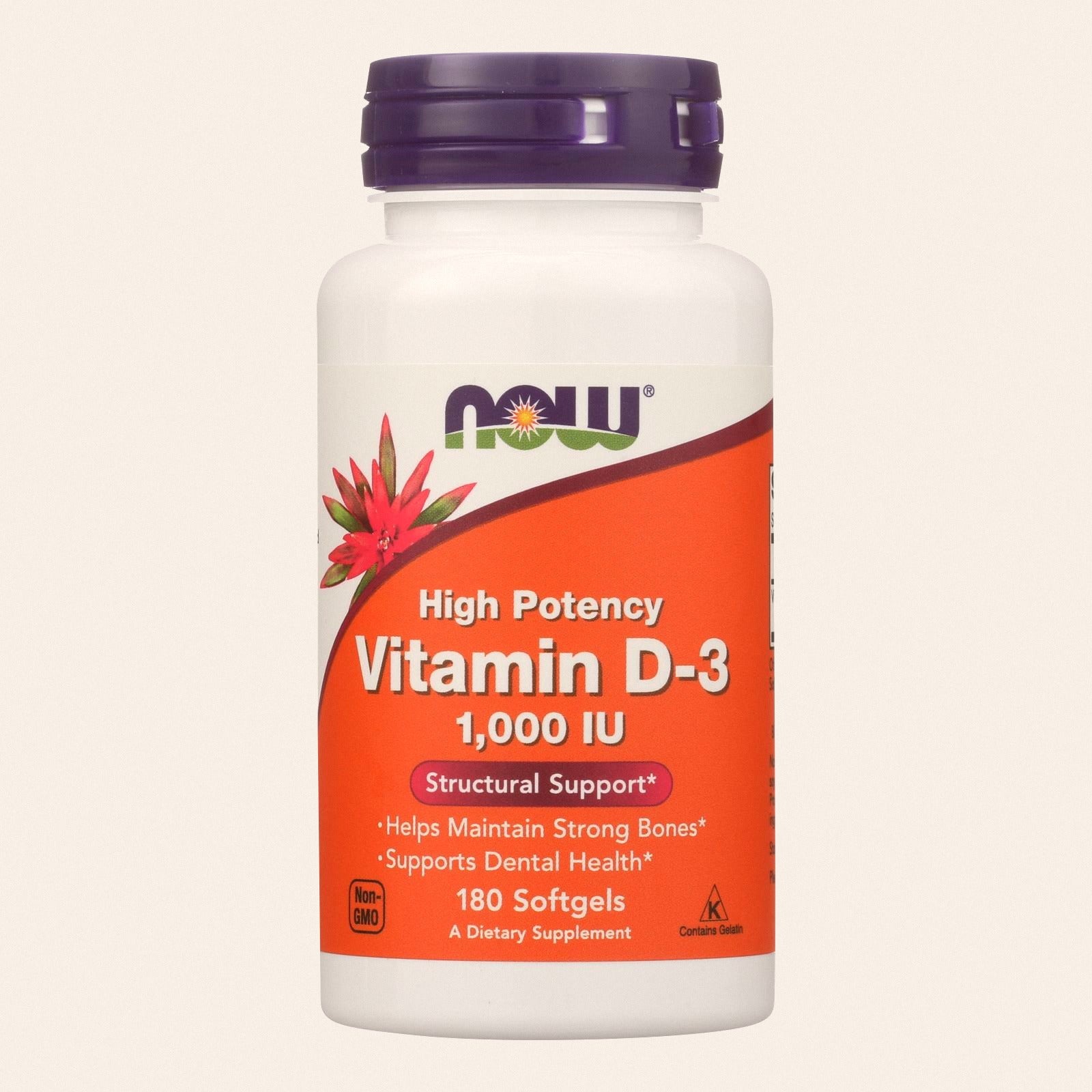 Now Foods - Vitamin D-3 1000iu - 1 Each-180 Softgels - Front