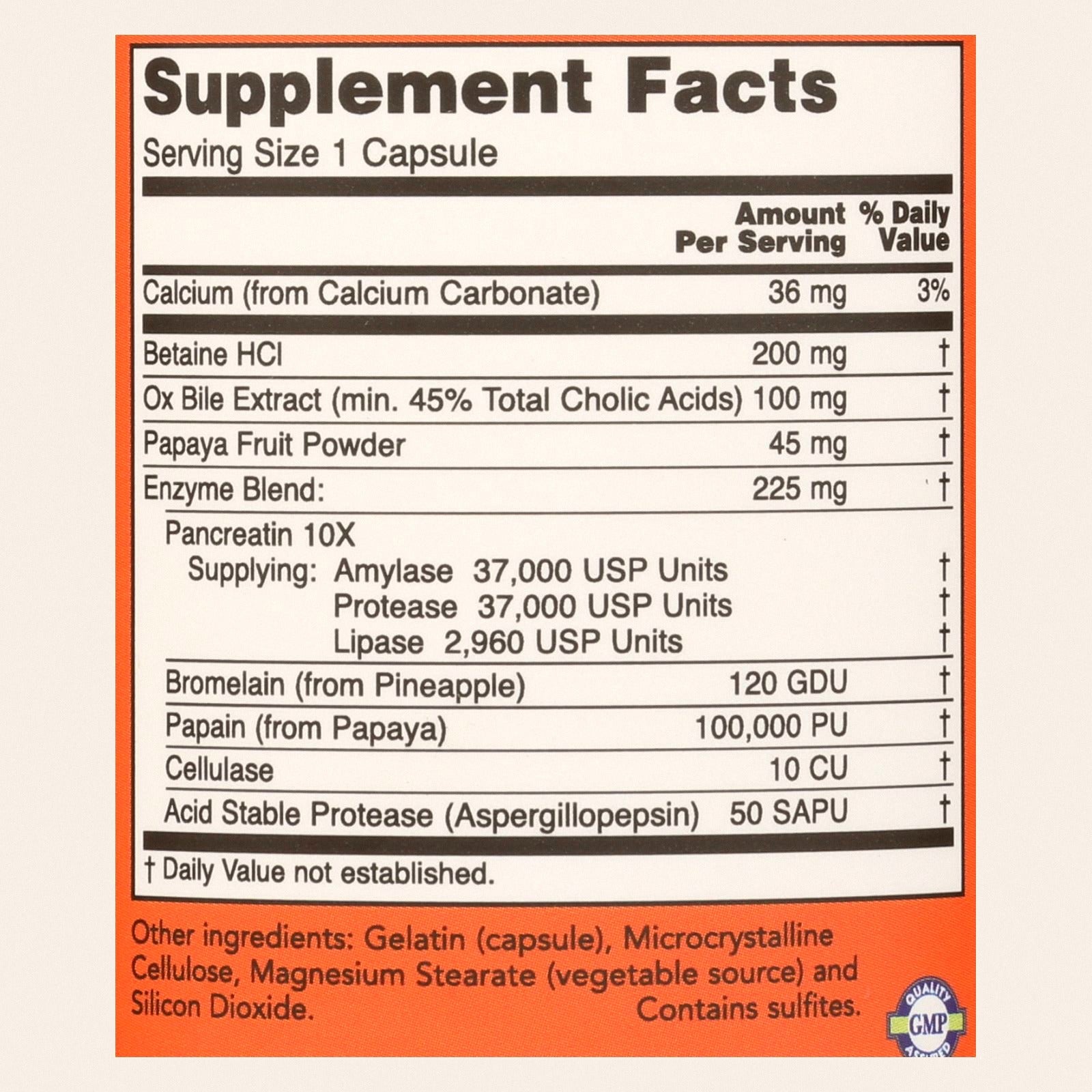 Now Foods - Super Enzyme - 1 Each-90 Vegetable Capsules - Back