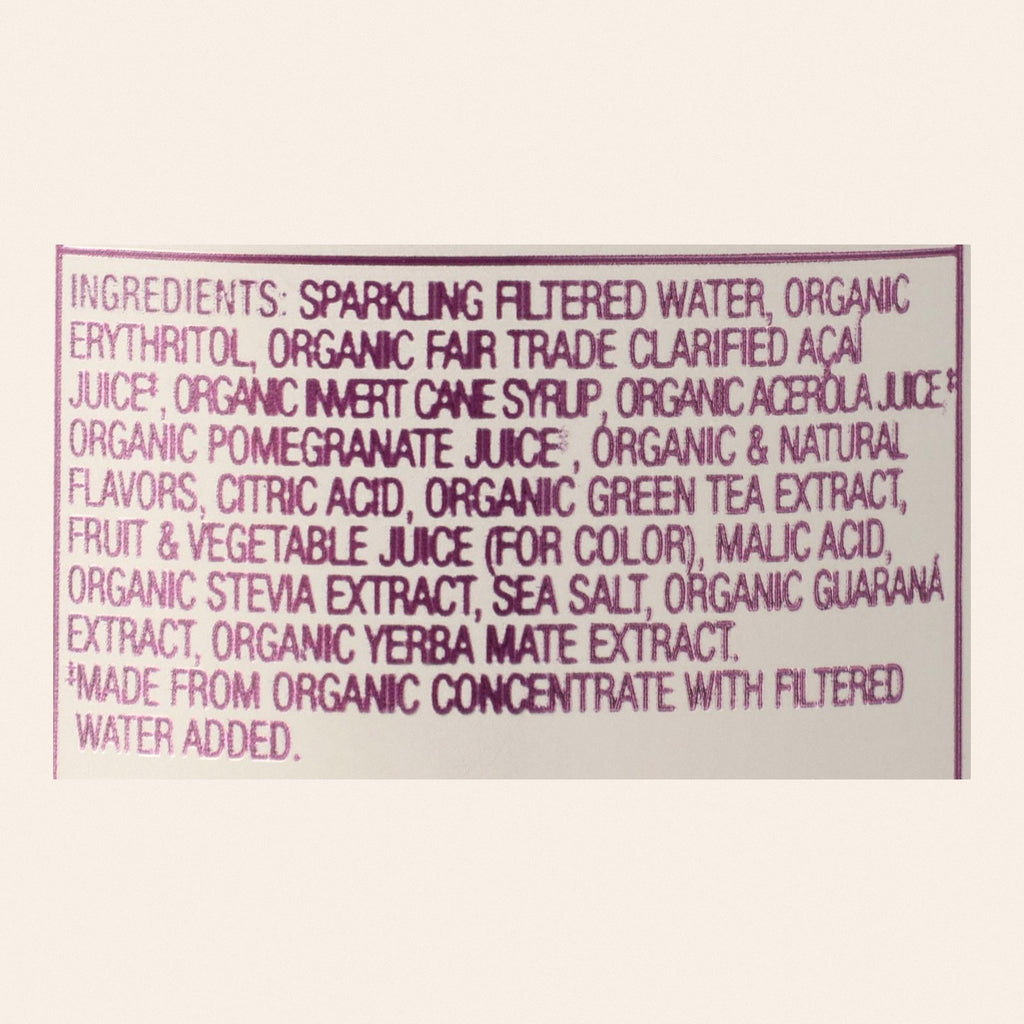 Sambazon Organic Amazon Energy Drink - Low Calorie - Case of 12 - 12 fl oz - Back