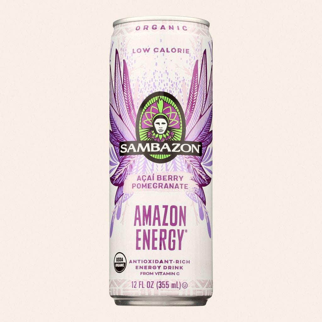 Sambazon Organic Amazon Energy Drink - Low Calorie - Case of 12 - 12 fl oz - Front
