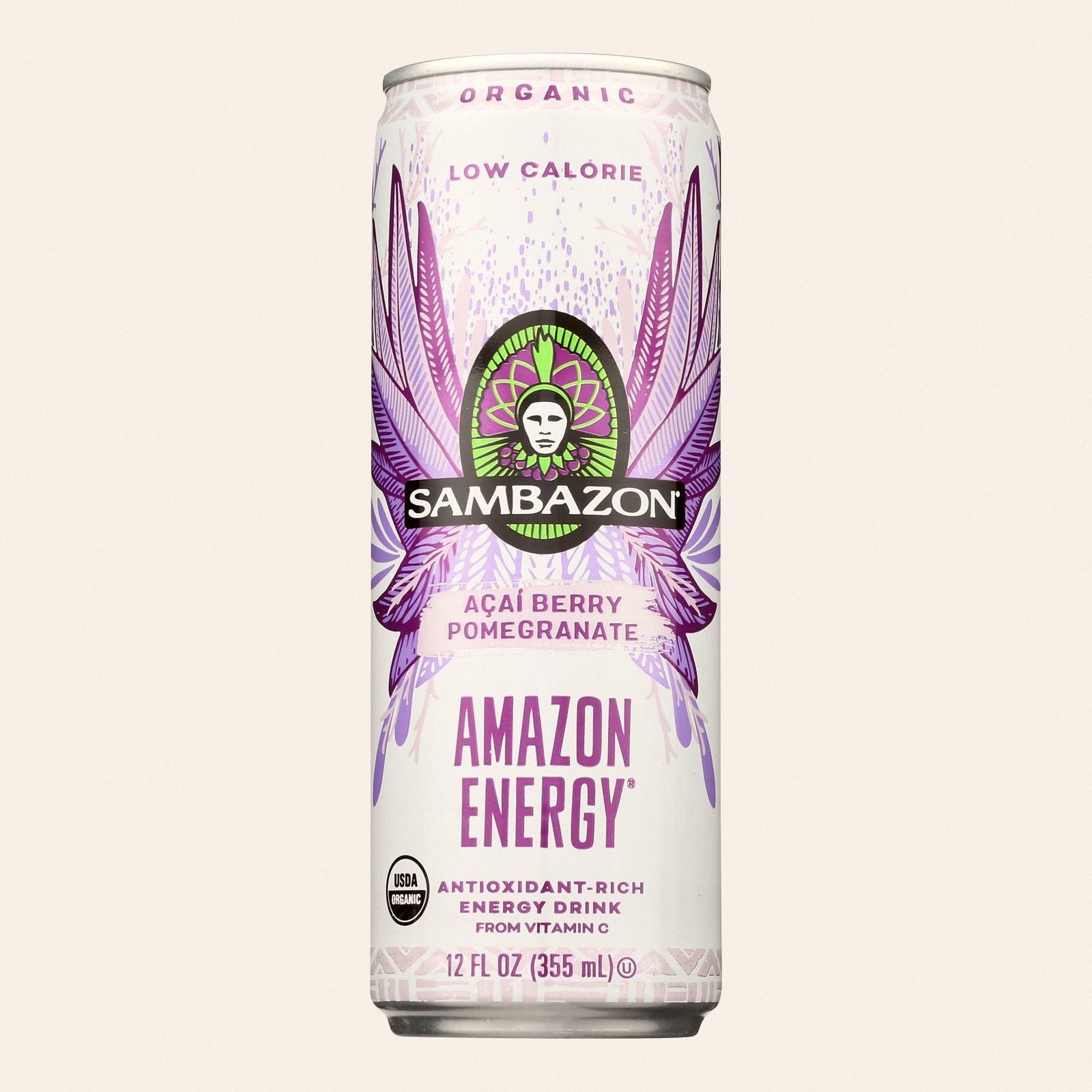 Sambazon Organic Amazon Energy Drink - Low Calorie - Case of 12 - 12 fl oz - Front