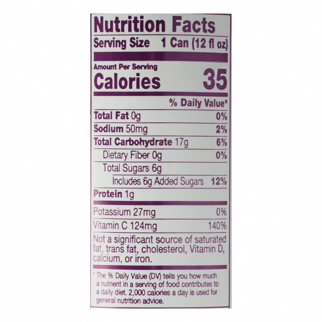 Sambazon Organic Amazon Energy Drink - Low Calorie - Case of 12 - 12 fl oz - Nutrition Facts