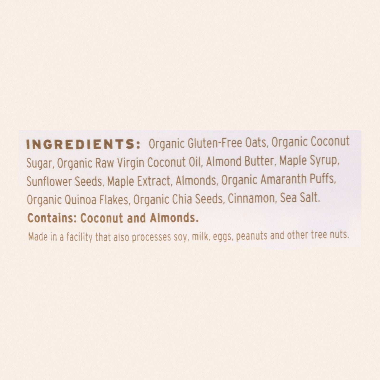 Purely Elizabeth Maple + Almond Butter Granola  - Case of 6 - 10 OZ - Back