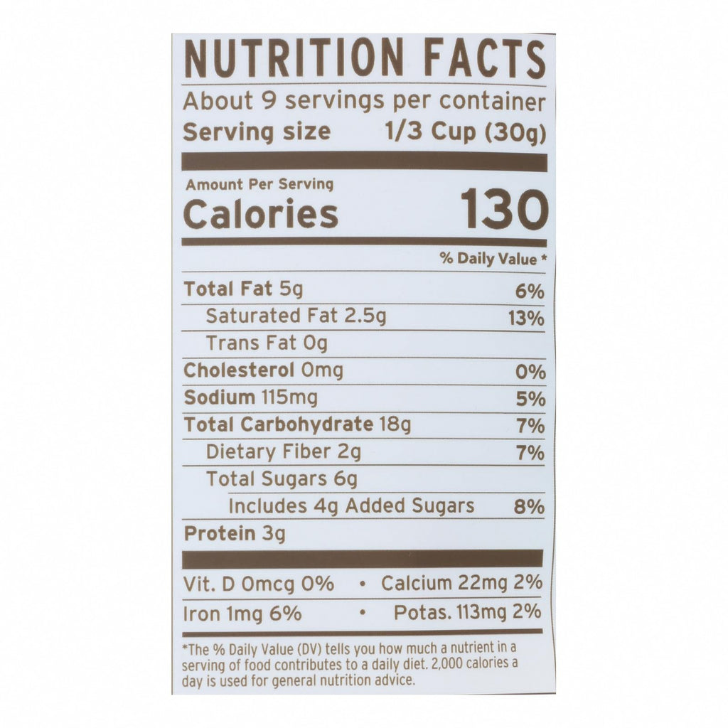 Purely Elizabeth Maple + Almond Butter Granola  - Case of 6 - 10 OZ - Nutrition Facts