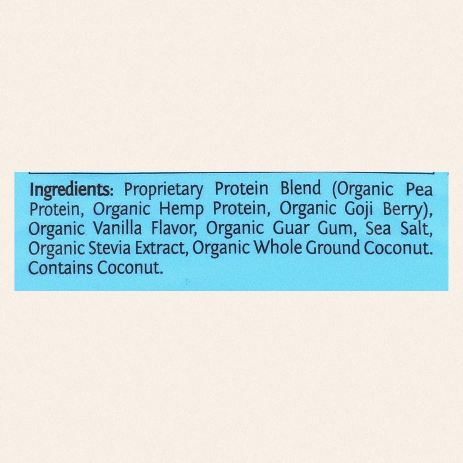 Sunwarrior Warrior Vanilla Blend Pea, Hemp Seed & Goji Berry Blended Protein - 1 Each - 375 GRM - Back