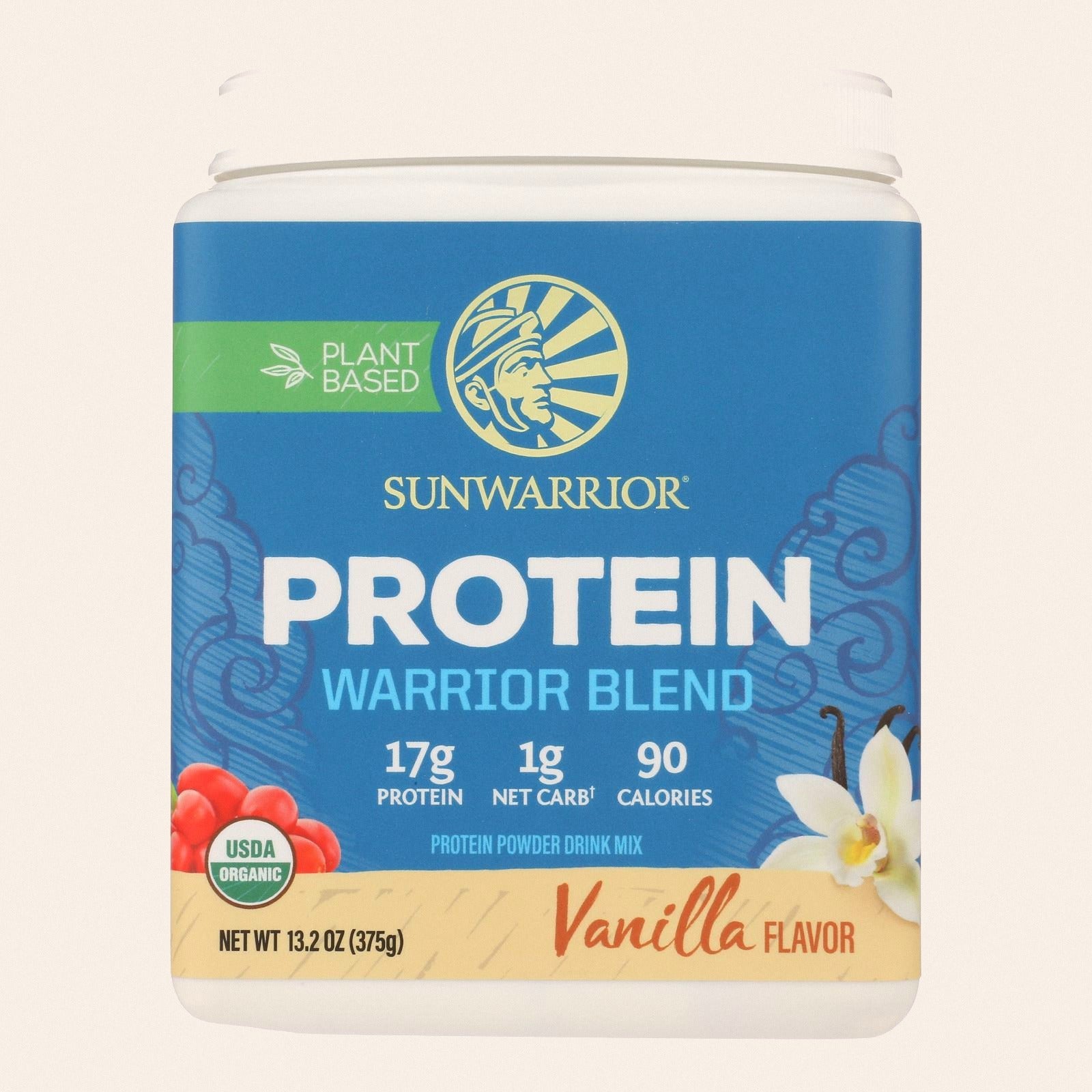 Sunwarrior Warrior Vanilla Blend Pea, Hemp Seed & Goji Berry Blended Protein - 1 Each - 375 GRM - Front