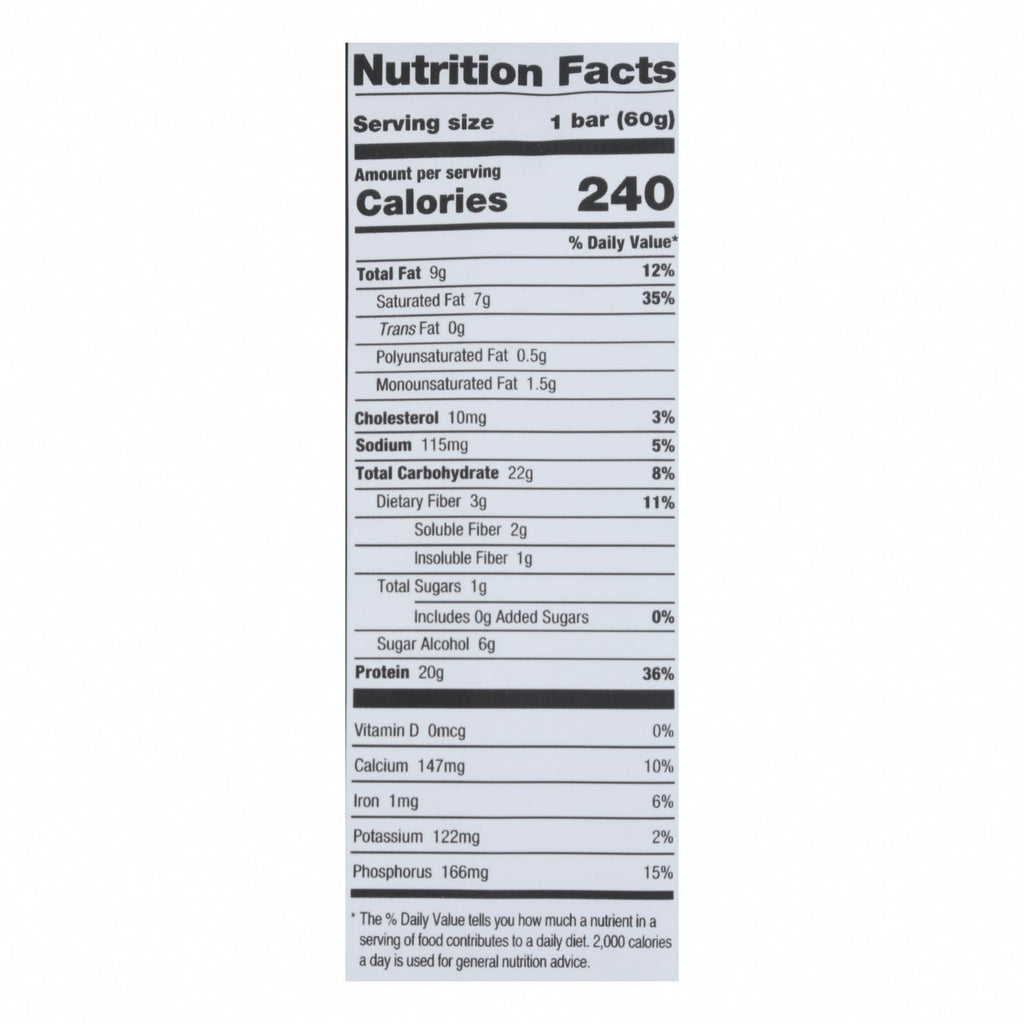One's Almond Bliss Protein Bar - Case of 12 - 60 GRM - Nutrition Facts