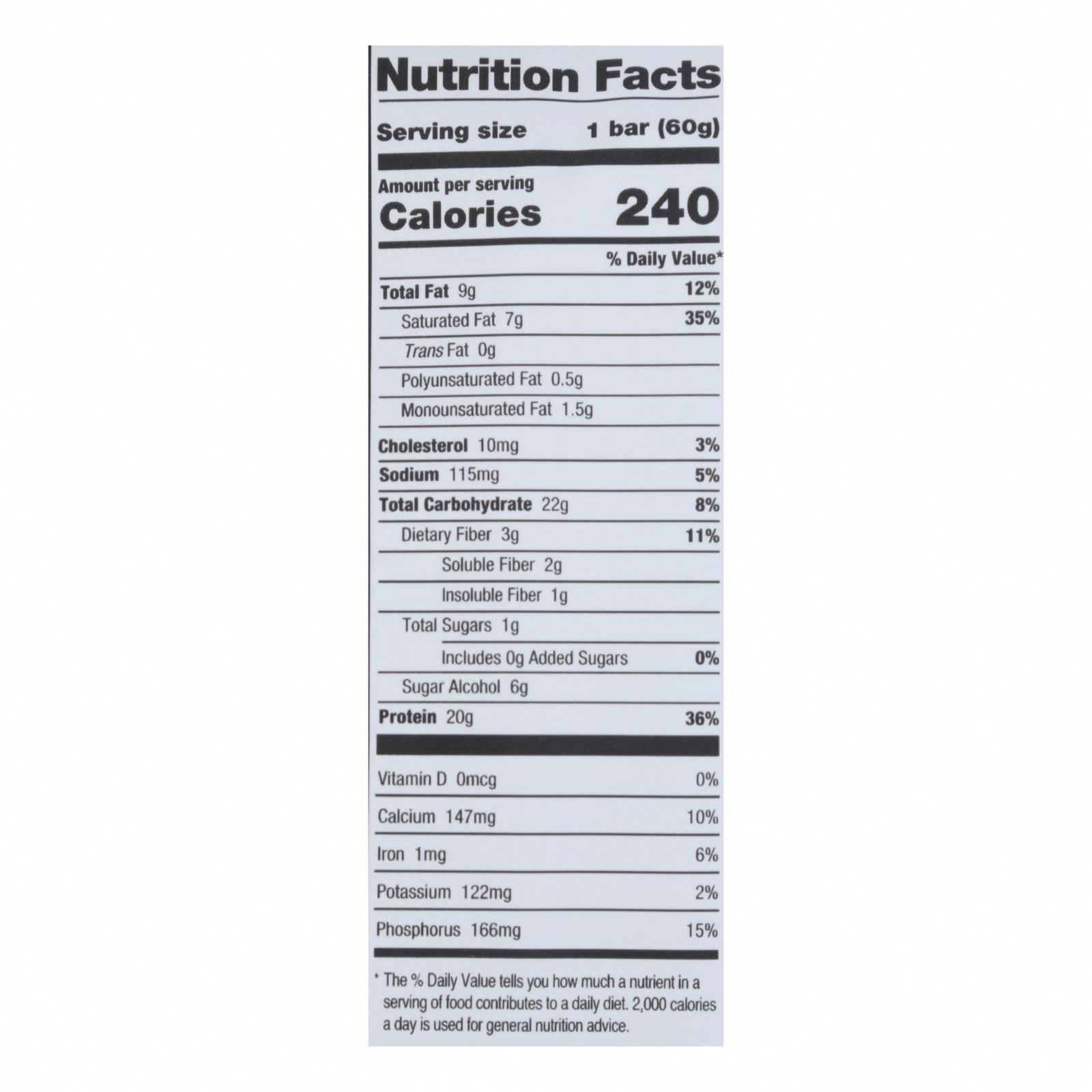 One's Almond Bliss Protein Bar - Case of 12 - 60 GRM - Nutrition Facts
