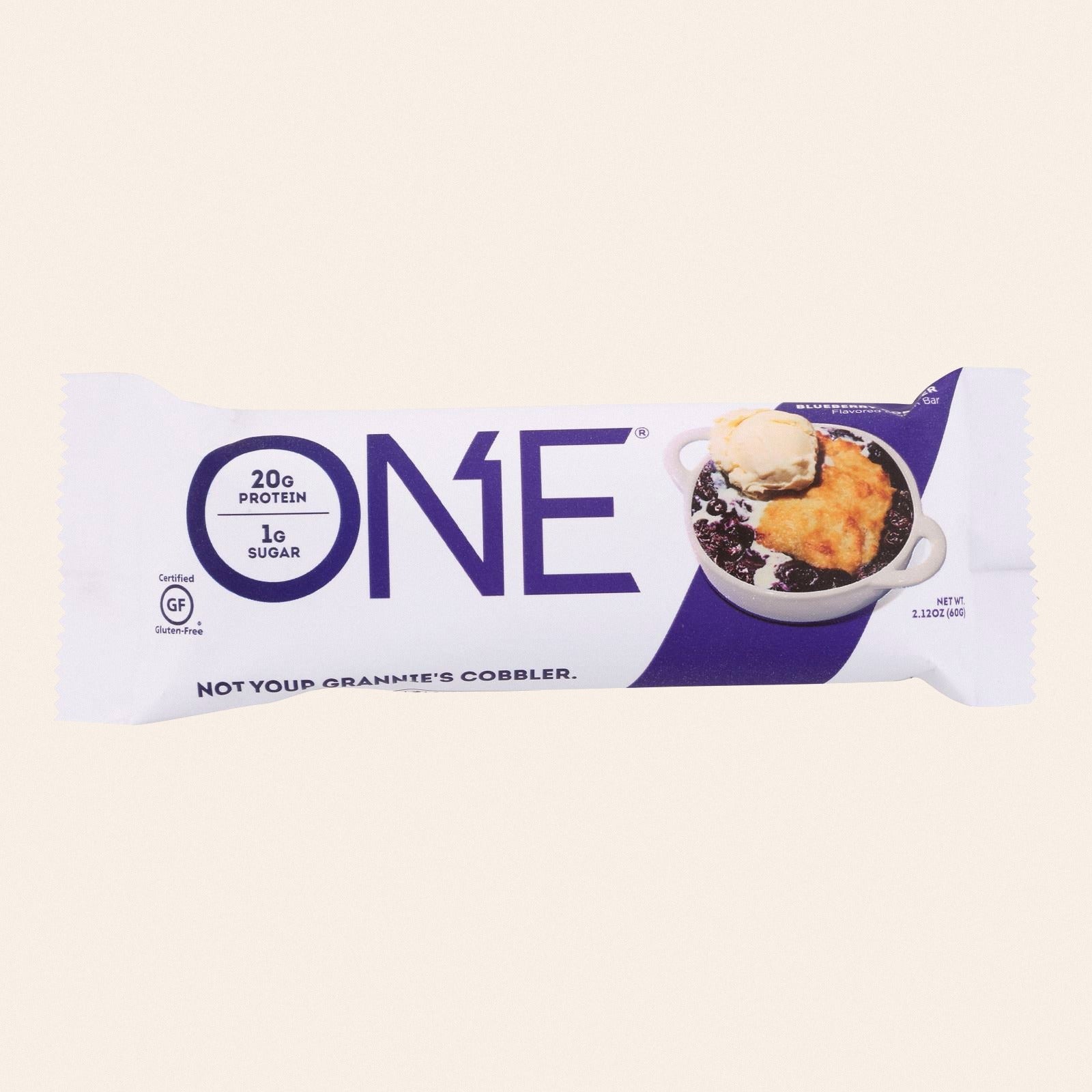 One Brands Blueberry Cobbler Flavored Protein Bar Blueberry Cobbler - Case of 12 - 60 GRM - Front