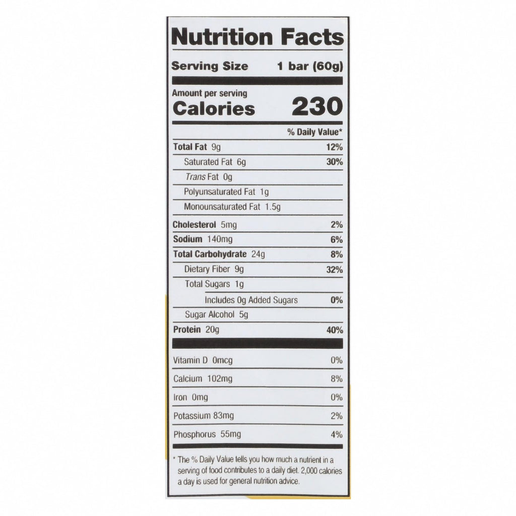One Cinnamon Roll Protein Bar - Case of 12 - 60 GRM - Nutrition Facts