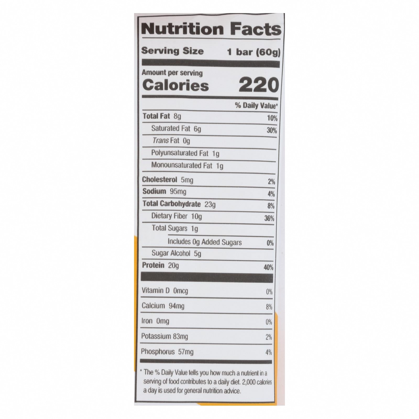One Brands Protein Bar Maple Glazed Doughnut - Case of 12 - 60 GRM - Nutrition Facts