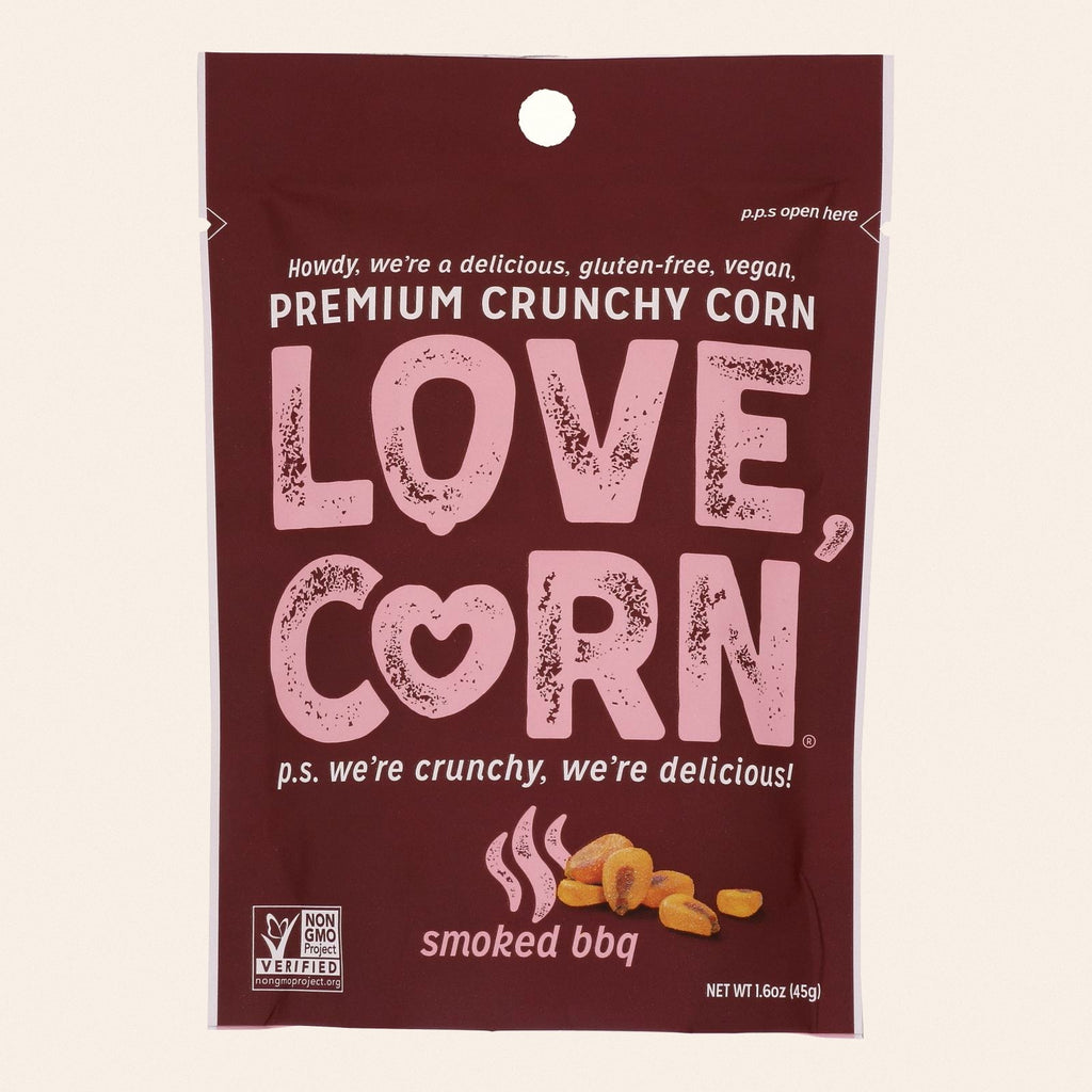 Love Corn - Roasted Corn BBQ - Case of 10 - 1.6 OZ - Front