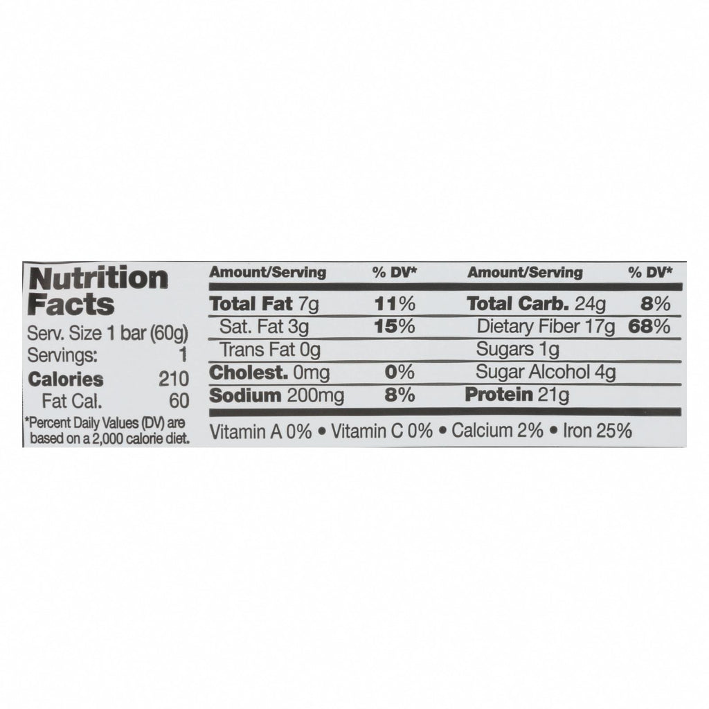 D's Natural No Cow Bar In Chocolate Fudge Brownie - Case of 12 - 2.12 OZ - Nutrition Facts