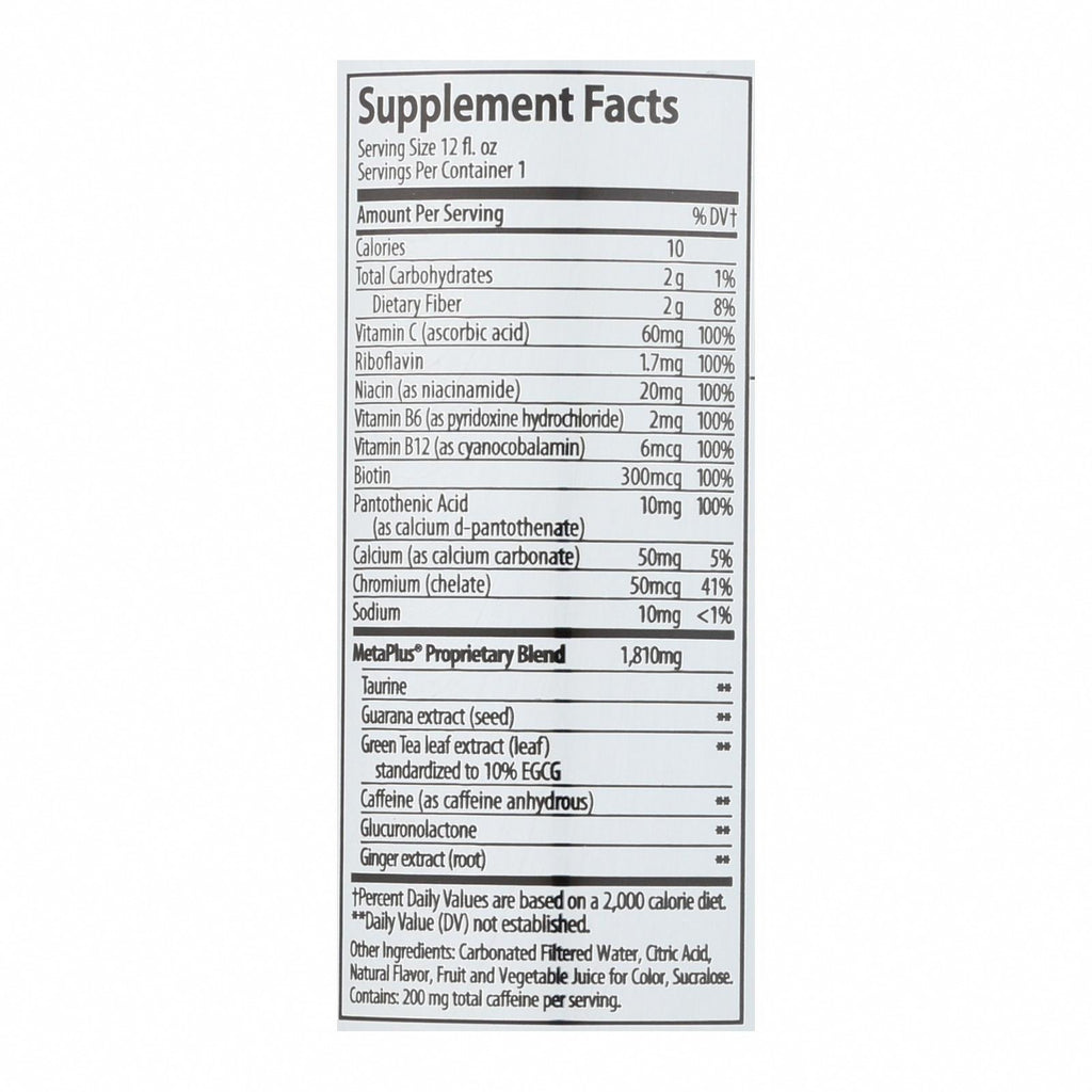 Celsius Live Fit Sparkling Watermelon Dietary Supplement  - Case of 12 - 12 FZ - Nutrition Facts