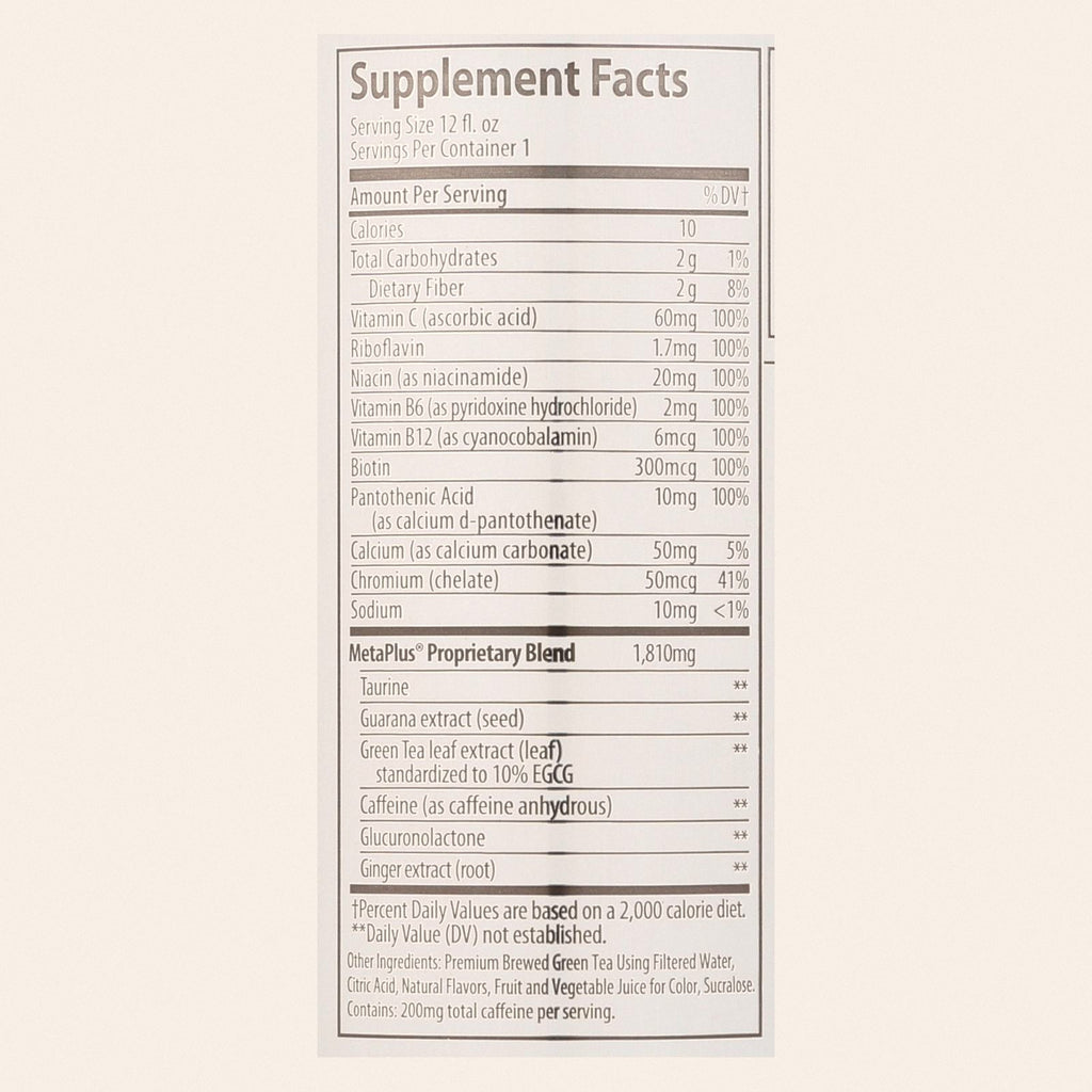 Celsius Non-Carbonated Raspberry Acai Green Tea Dietary Supplement  - Case of 12 - 12 FZ - Back