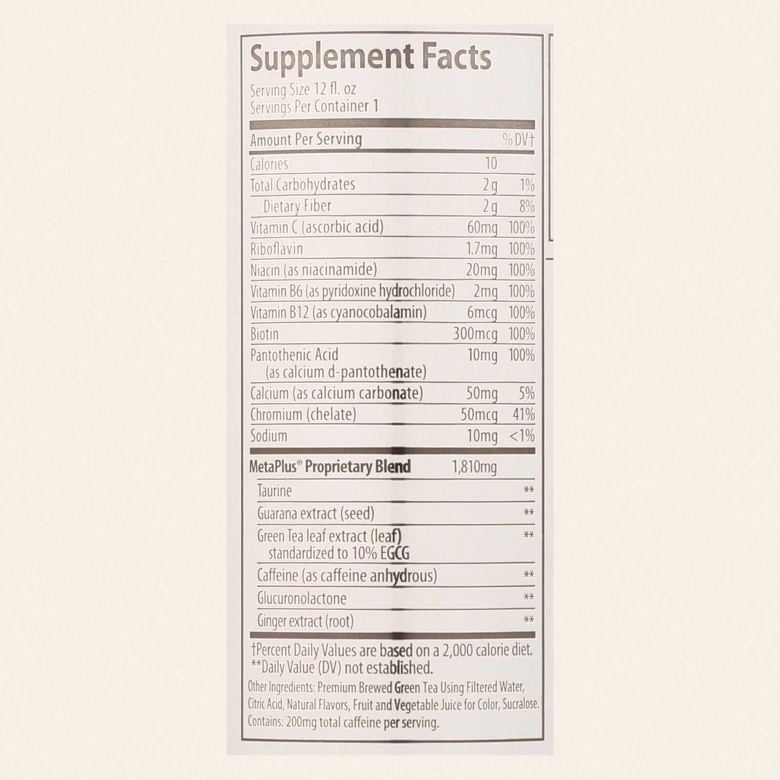 Celsius Non-Carbonated Raspberry Acai Green Tea Dietary Supplement  - Case of 12 - 12 FZ - Back