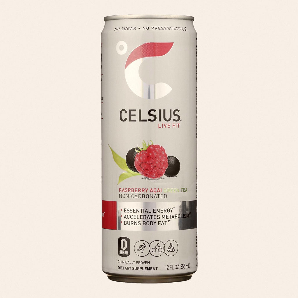 Celsius Non-Carbonated Raspberry Acai Green Tea Dietary Supplement  - Case of 12 - 12 FZ - Front