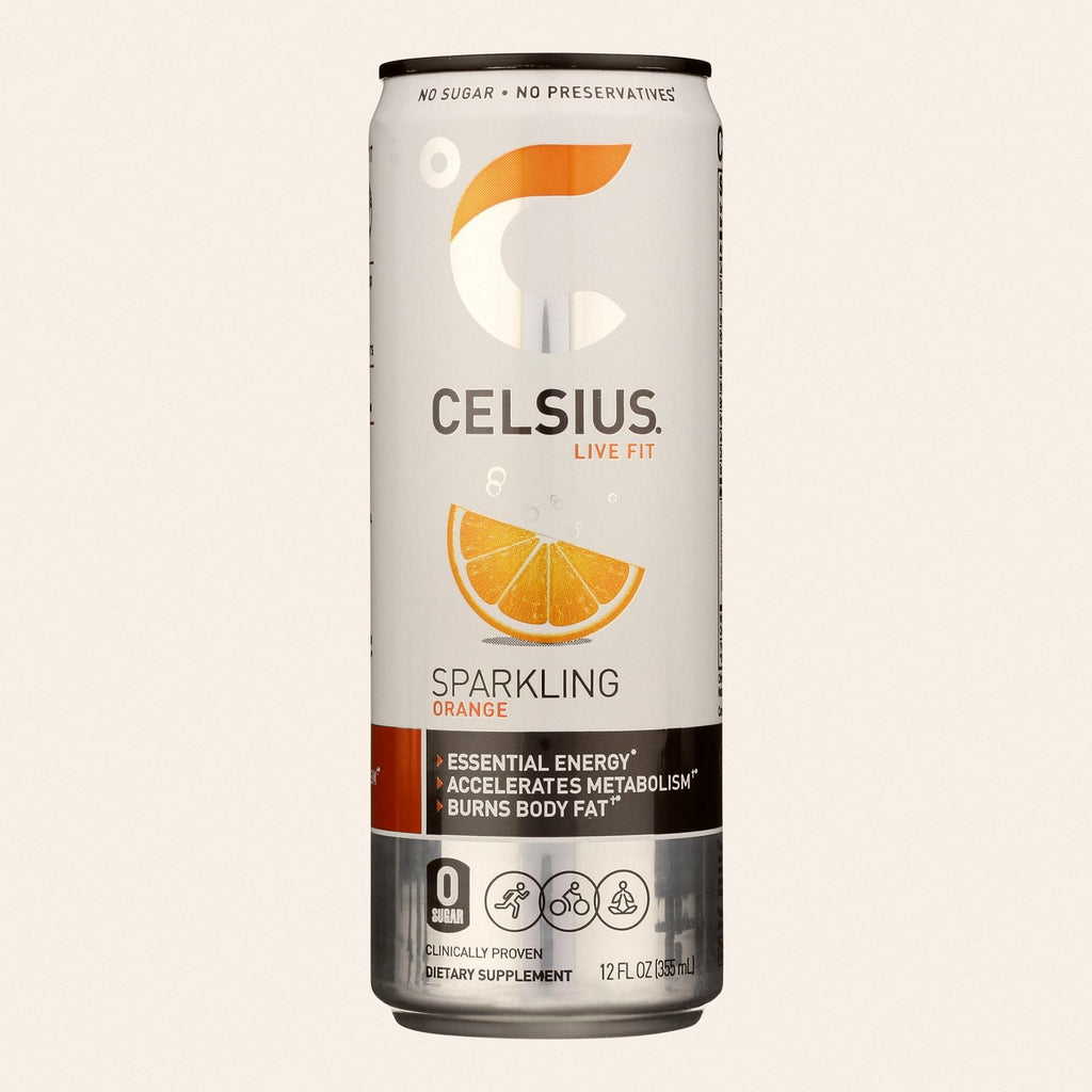 Celsius Sparkling Orange Dietary Supplement  - Case of 12 - 12 FZ - Front