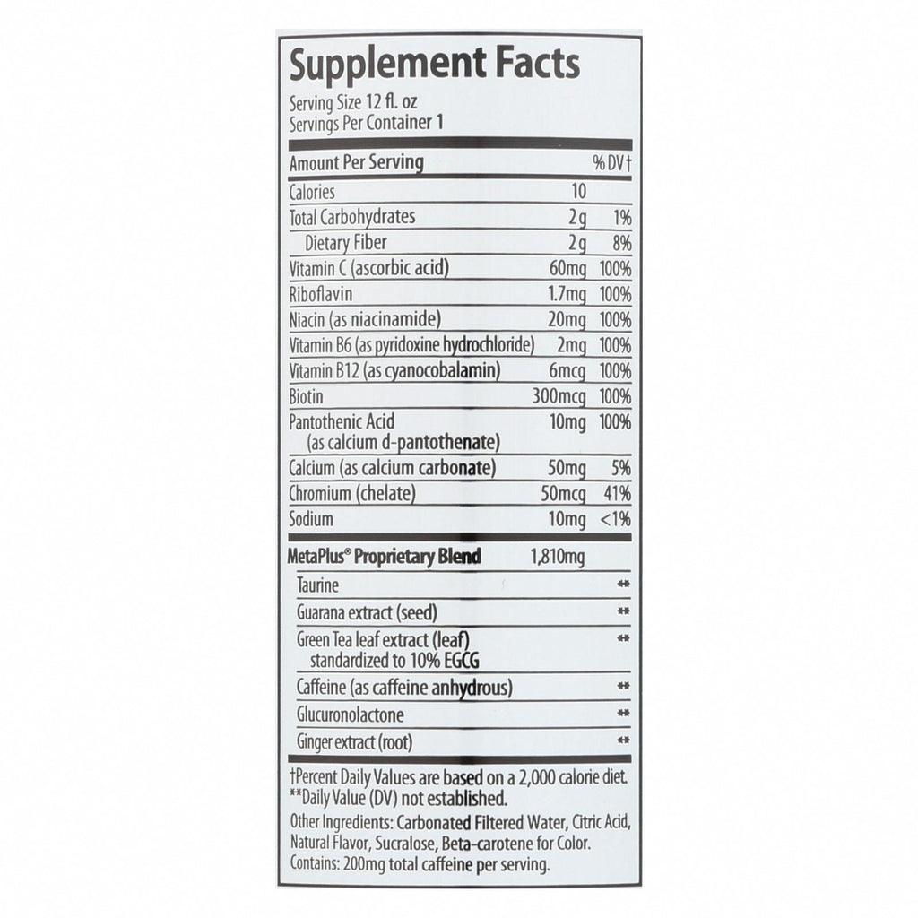 Celsius Sparkling Orange Dietary Supplement  - Case of 12 - 12 FZ - Nutrition Facts