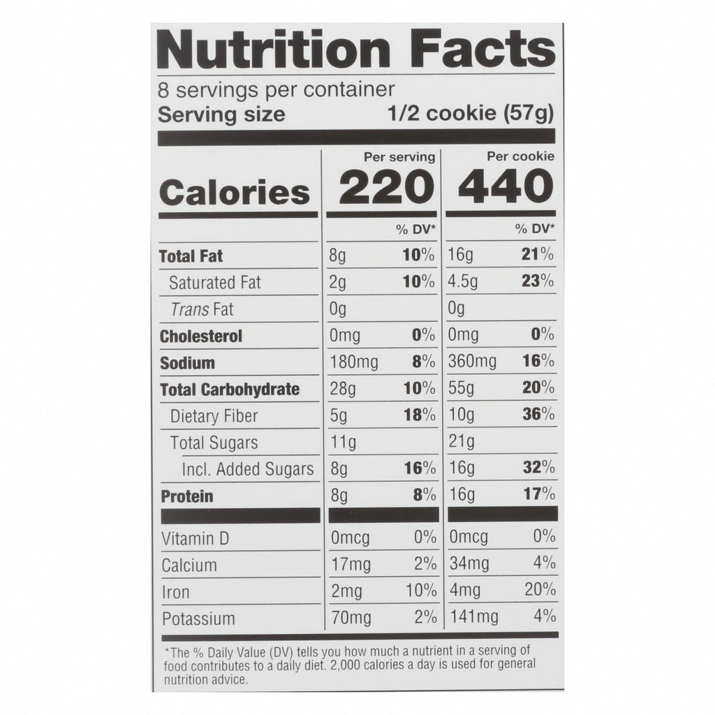 Lenny & Larry's - Complete Cookie Peanut Butter Chocolate Chip - Case of 12-4 OZ - Nutrition Facts