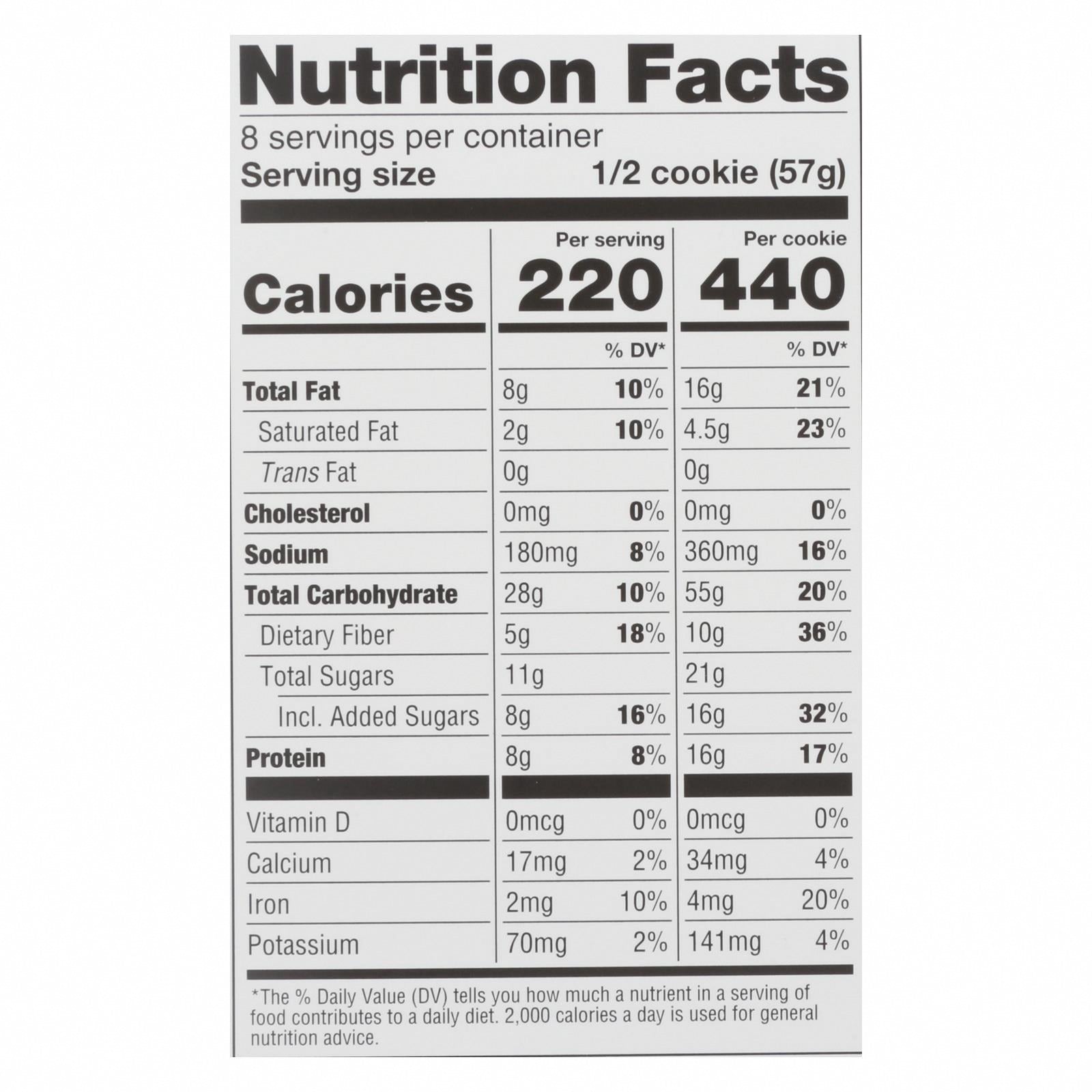 Lenny & Larry's - Complete Cookie Peanut Butter Chocolate Chip - Case of 12-4 OZ - Nutrition Facts