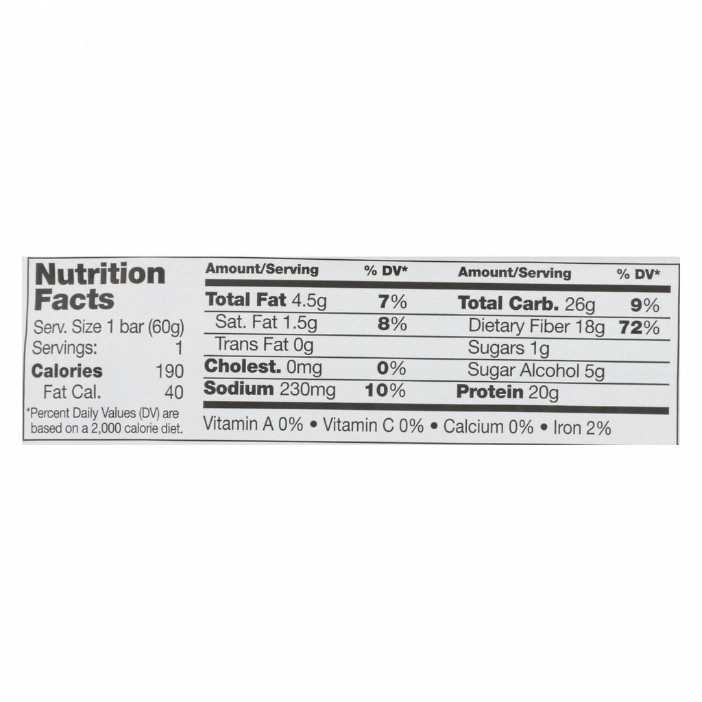 No Cow Bar Chunky Peanut Butter Bar - Case of 12 - 2.12 OZ - Nutrition Facts