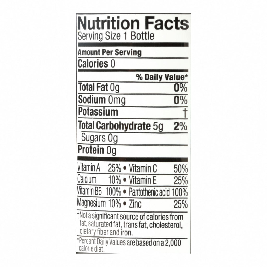 Glaceau Vitamin Water Zero, Squeeze Lemonade  - Case of 12 - 20 FZ - Nutrition Facts