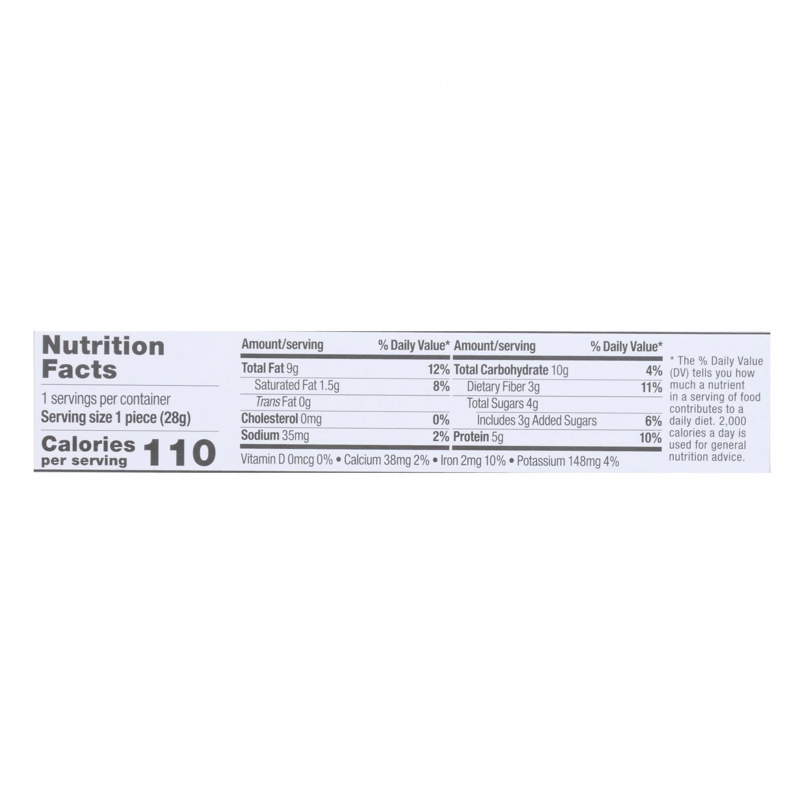 Tosi - Super Bites Cashew - Case of 12 - 1 OZ - Nutrition Facts