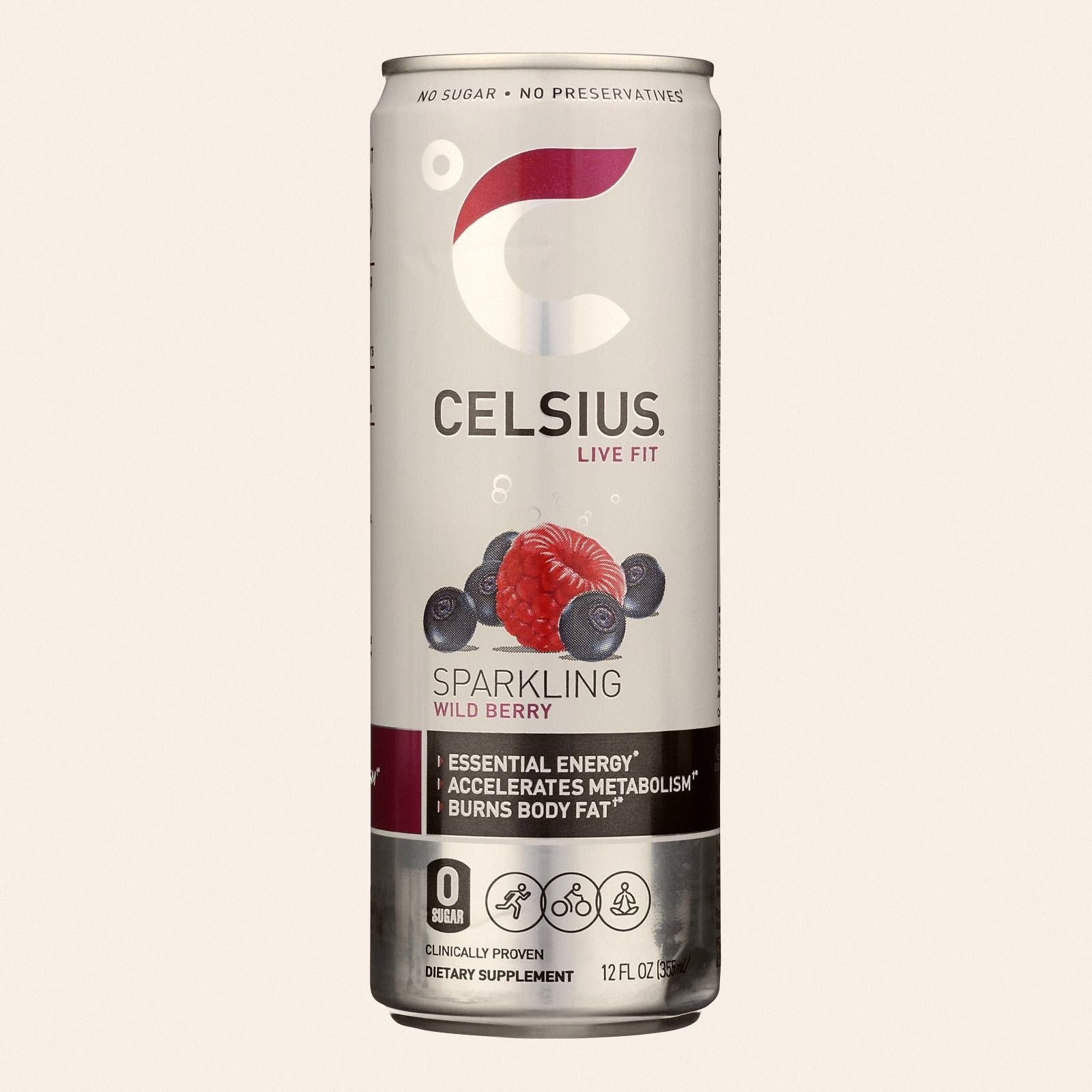 Celsius Sparkling Wild Berry Dietary Supplement  - Case of 12 - 12 FZ - Front
