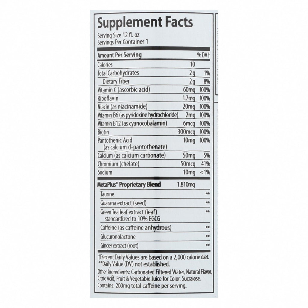 Celsius Sparkling Wild Berry Dietary Supplement  - Case of 12 - 12 FZ - Nutrition Facts
