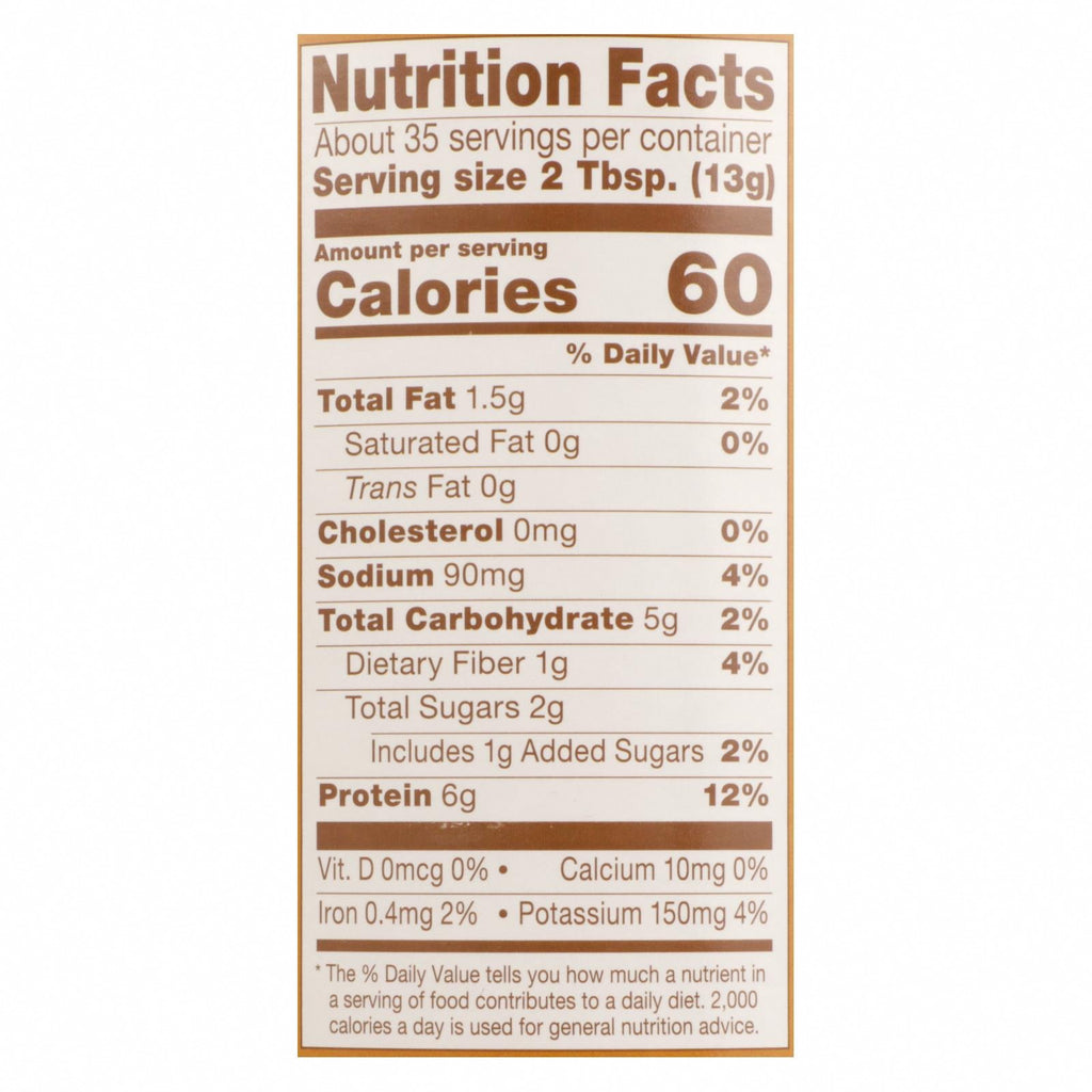 PB2 Powdered Peanut Butter - Case of 6 - 16 OZ - Nutrition Facts