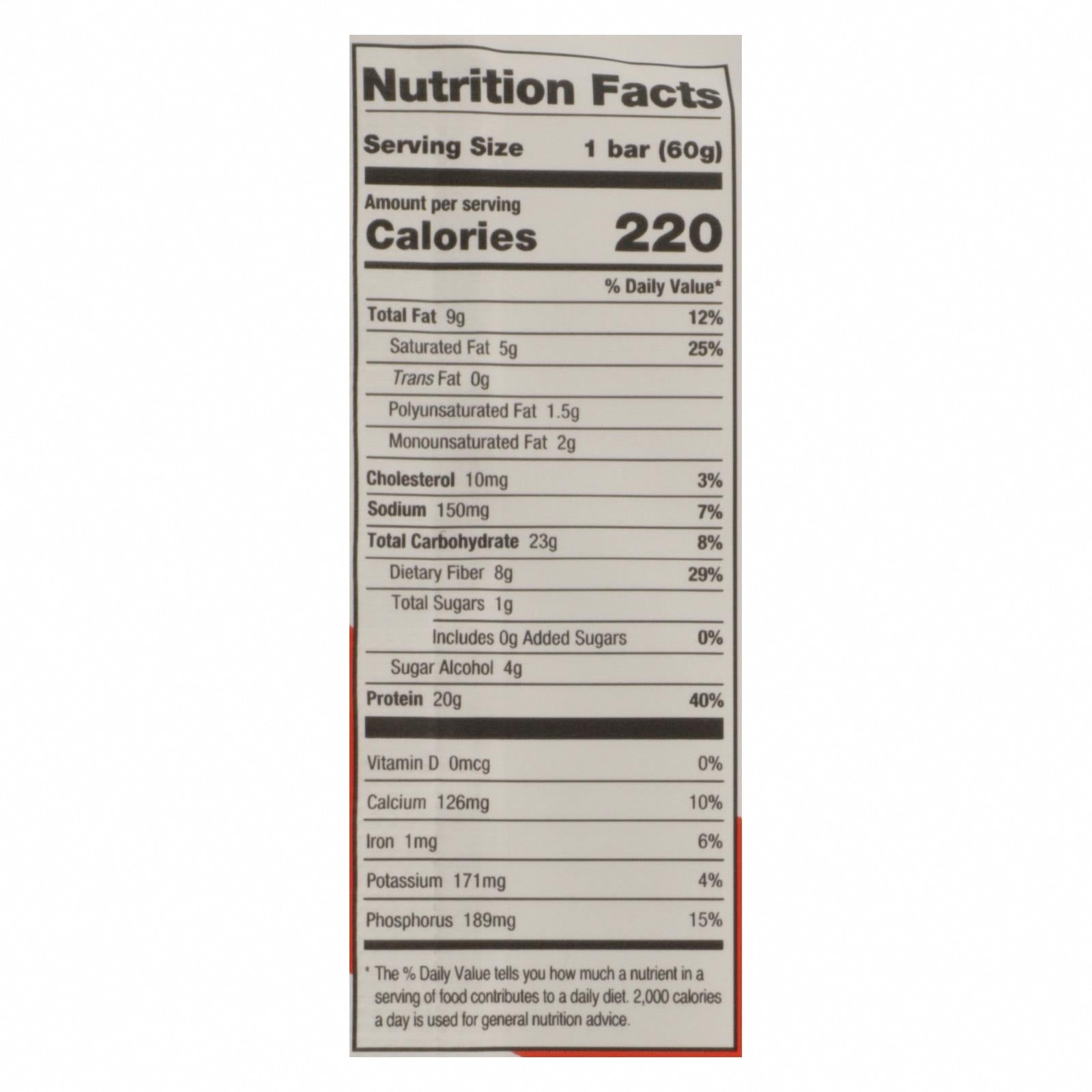 One Bar - Bar Protein Peanut Butter Cup - Case of 12 - 60 GRM - Nutrition Facts