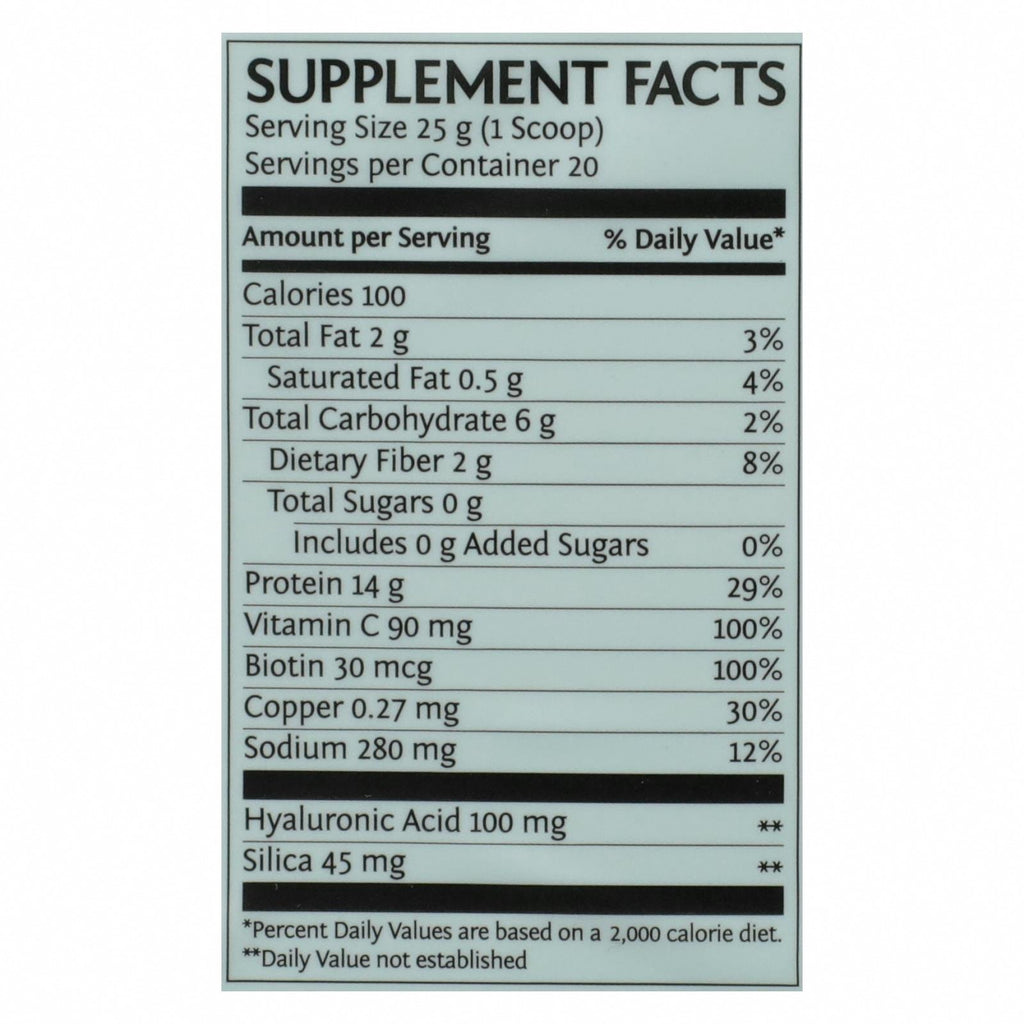 Sunwarrior - Collagen Chocolate - 1 Each - 17.6 OZ - Nutrition Facts