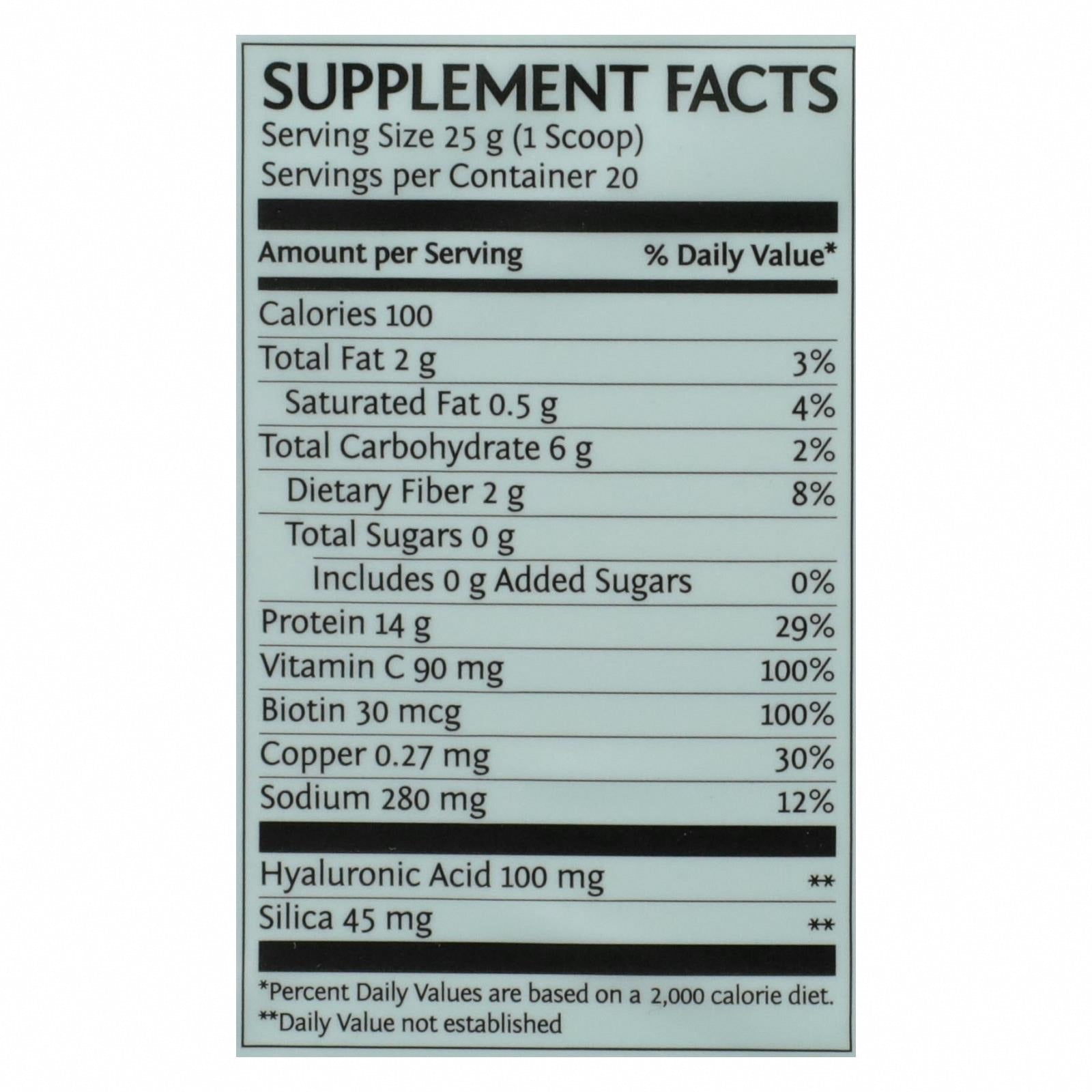 Sunwarrior - Collagen Chocolate - 1 Each - 17.6 OZ - Nutrition Facts