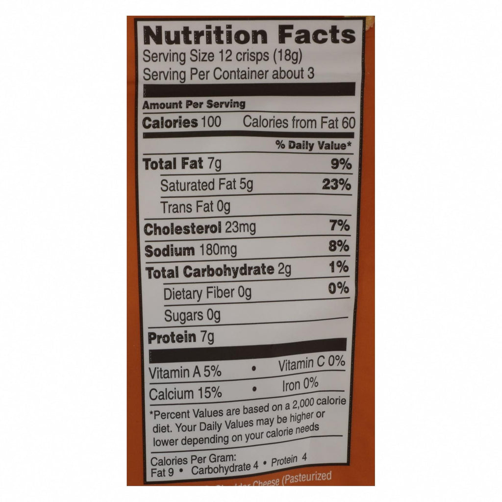 Parmesan Crisps - Parmesan Crisps Cheddar - Case of 12 - 1.75 OZ - Nutrition Facts