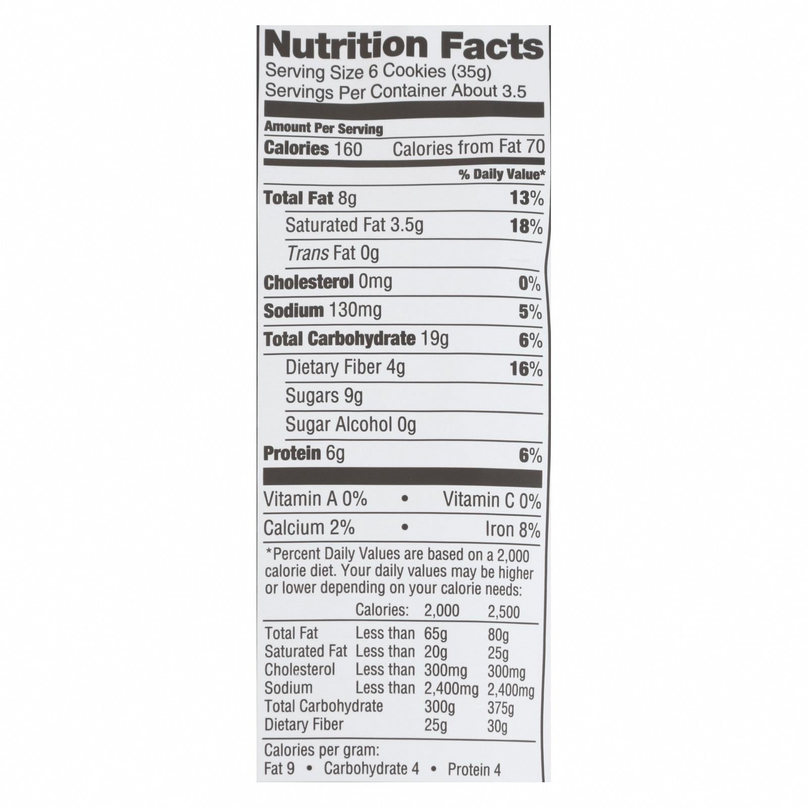 Lenny & Larry's - Complete Cookie Double Chocolate - Case of 6 - 4.25 OZ - Nutrition Facts