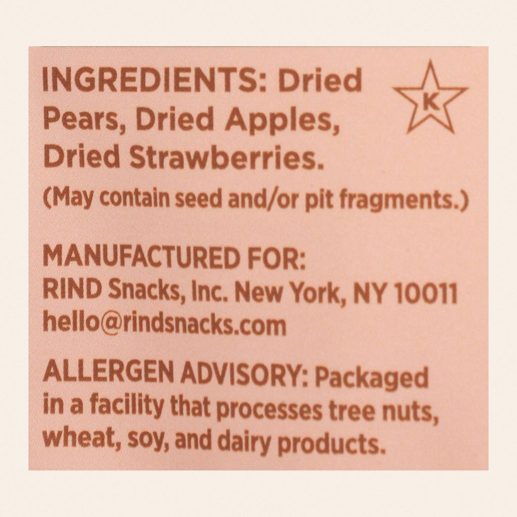 Rind Snacks - Dried Fruit Blend Strawberry-Peary - Case of 12 - 3 OZ - Back