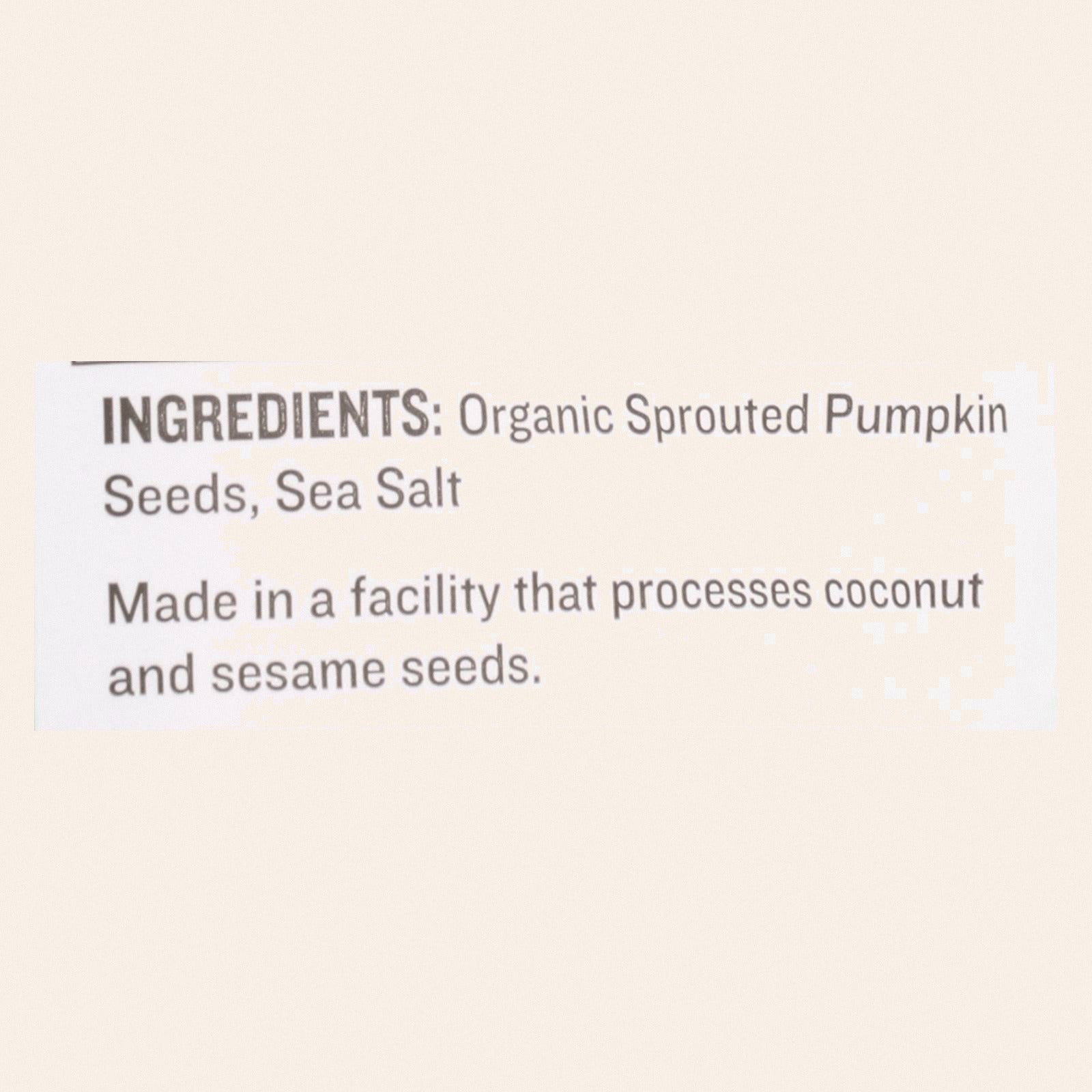 Go Raw Sprouted Seeds, Pumpkin With Celtic Sea Salt - Case of 6 - 14 OZ - Back
