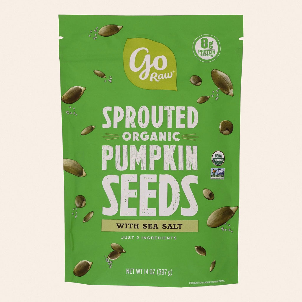 Go Raw Sprouted Seeds, Pumpkin With Celtic Sea Salt - Case of 6 - 14 OZ - Front