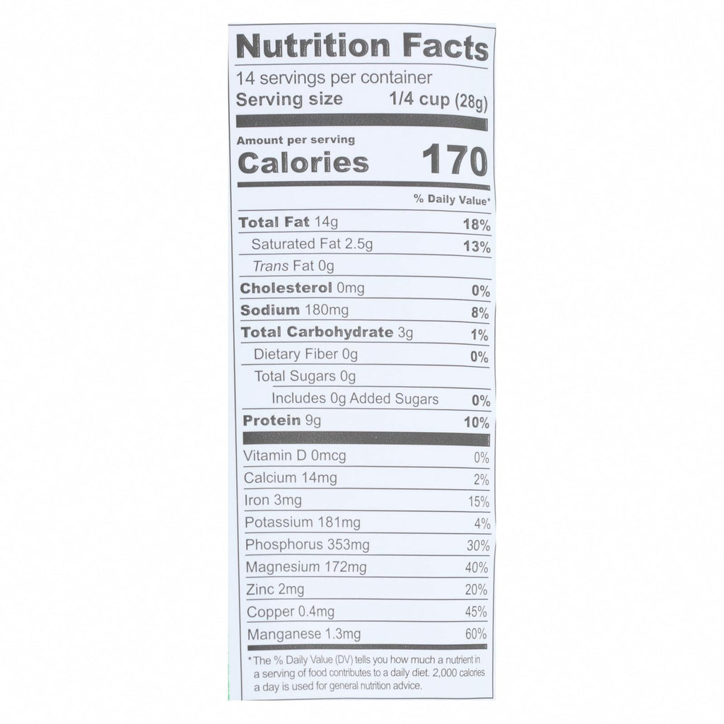 Go Raw Sprouted Seeds, Pumpkin With Celtic Sea Salt - Case of 6 - 14 OZ - Nutrition Facts