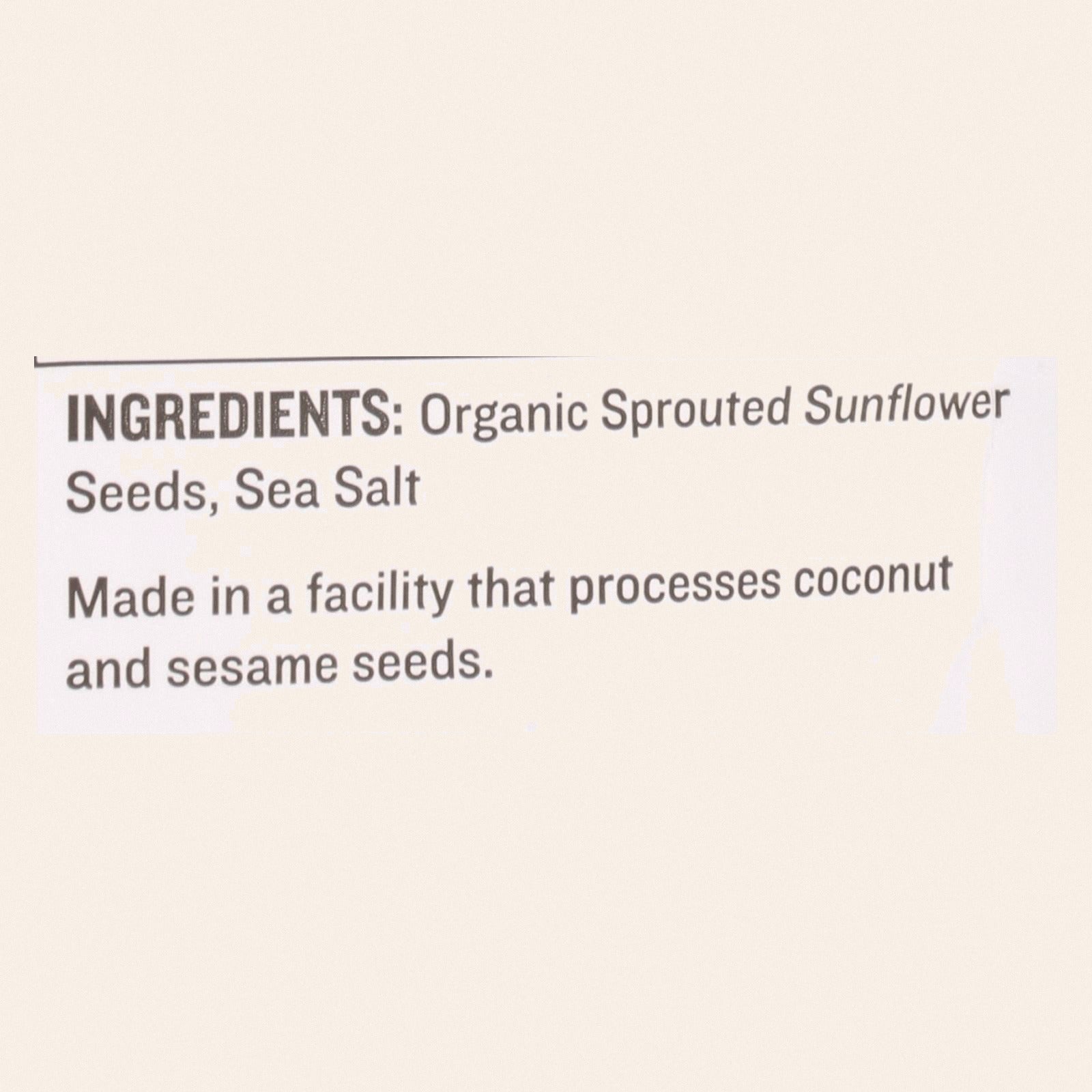 Go Raw Sprouted Seeds, Sunflower With Celtic Sea Salt - Case of 6 - 14 OZ - Back