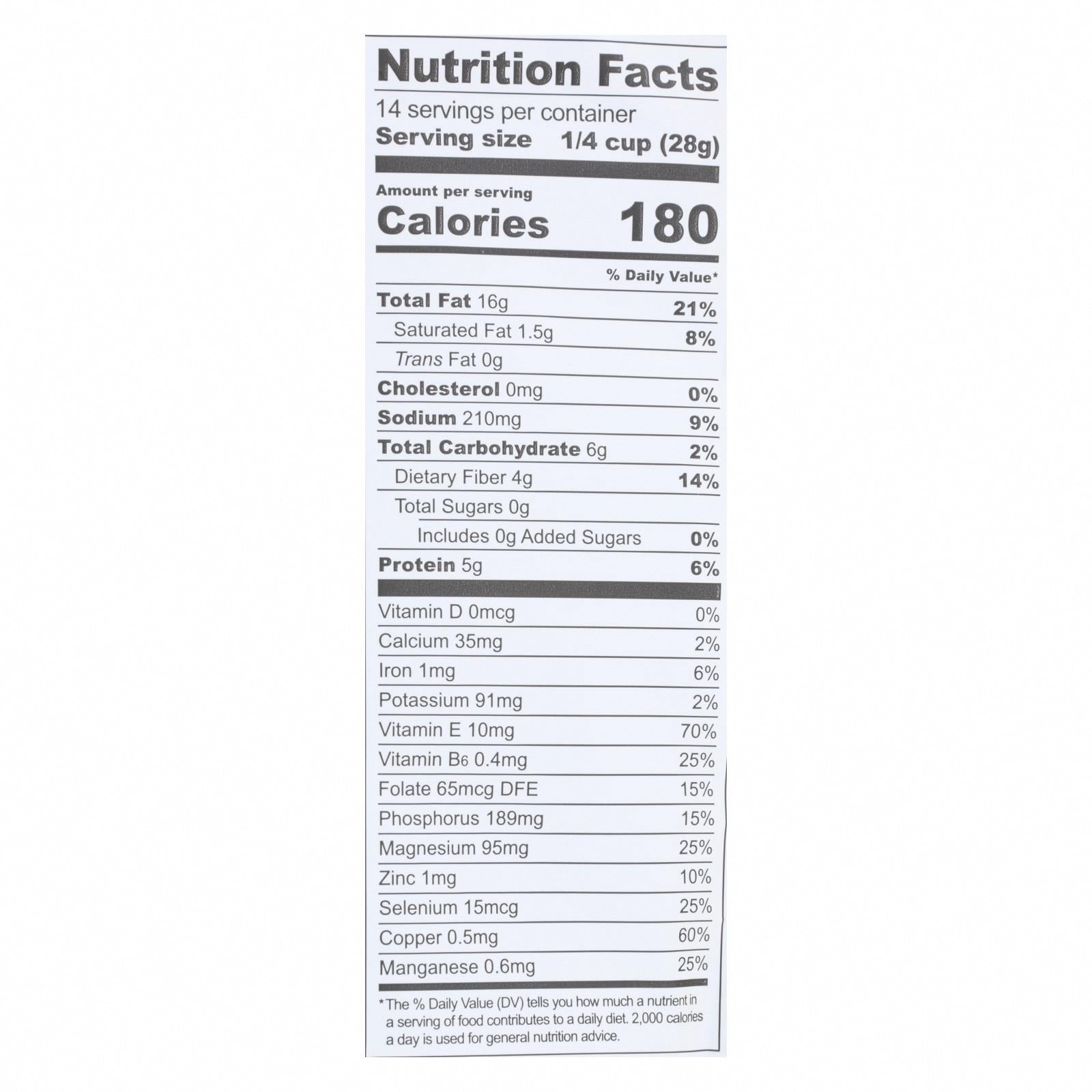 Go Raw Sprouted Seeds, Sunflower With Celtic Sea Salt - Case of 6 - 14 OZ - Nutrition Facts