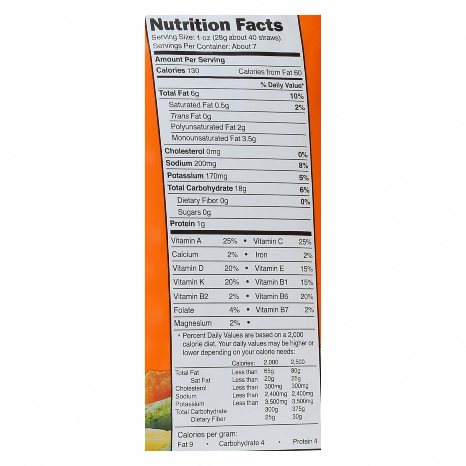 Good Health Sea Salt Veggie Straws - Case of 10 - 6.25 OZ - Nutrition Facts