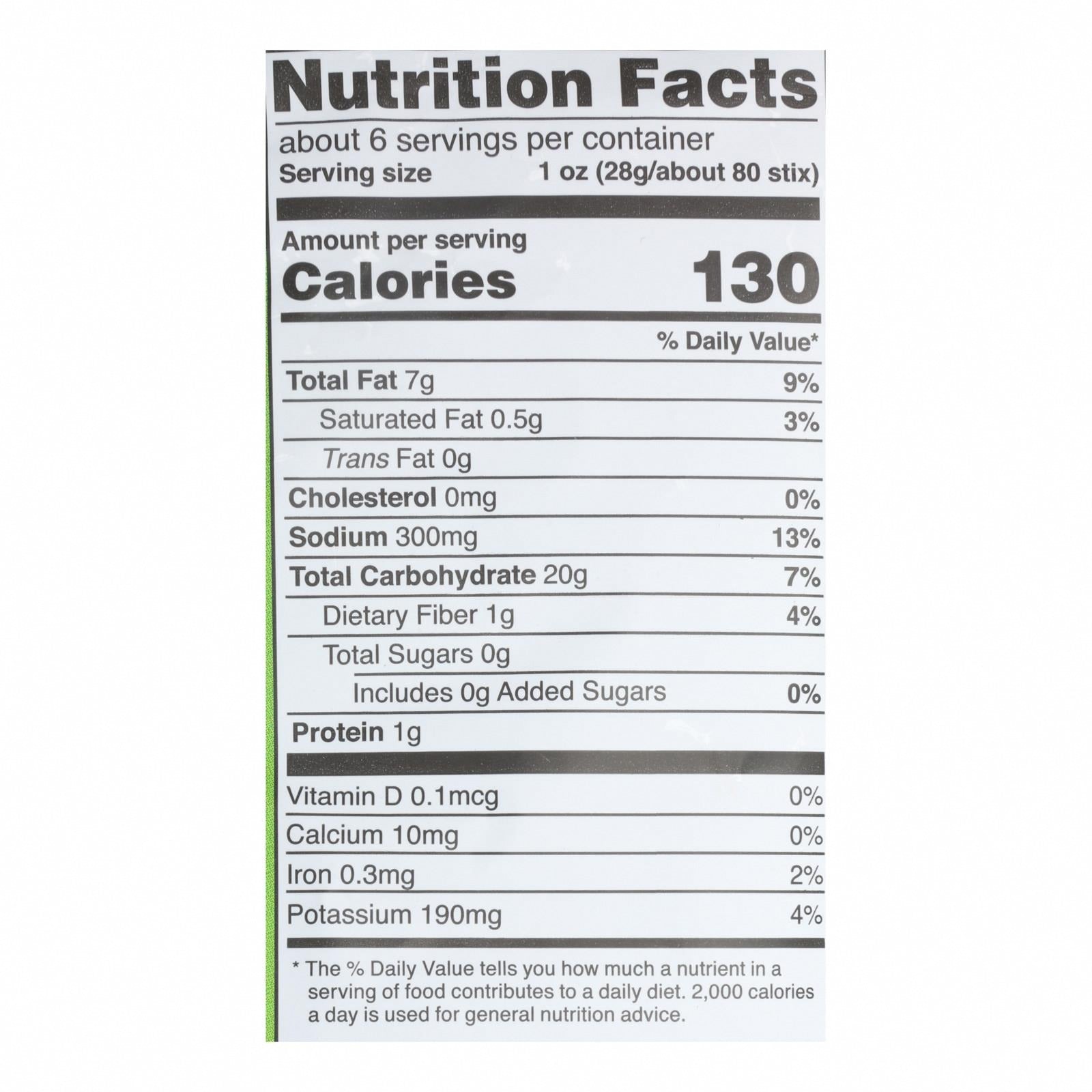 Good Health Sea Salt Veggie Sticks - Case of 10 - 6.25 OZ - Nutrition Facts