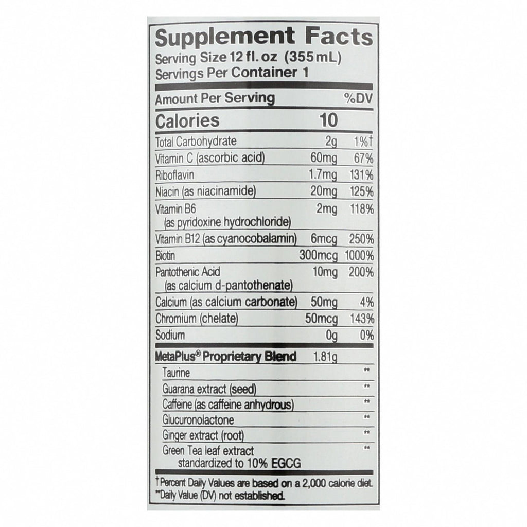Celsius Inc. - Drink Sparkling Guava Kiwi - Case of 12 - 12 FZ - Nutrition Facts