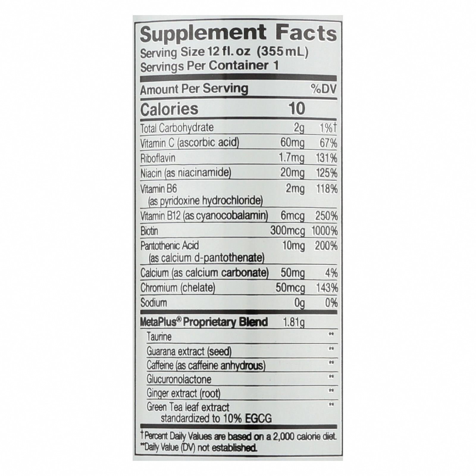 Celsius Inc. - Drink Sparkling Guava Kiwi - Case of 12 - 12 FZ - Nutrition Facts