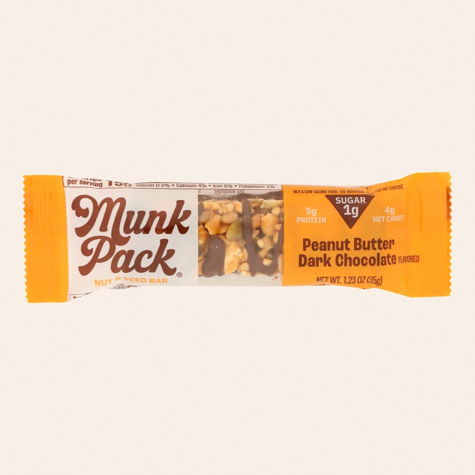 Munk Pack - Keto Nut & Seed Peanut Butter Dark Chocolate - Case of 12 - 1.23 OZ - Front