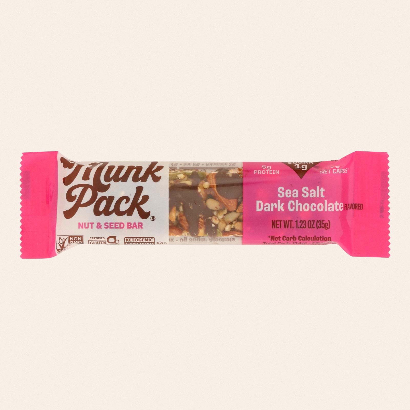 Munk Pack - Keto Nut & Seed Sea Salt Dark Chocolate - Case of 12 - 1.23 OZ - Front