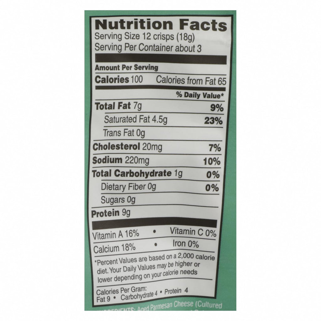 Parm Crisps - Parm Crisp Sour Cream & Onion - Case of 12 - 1.75 OZ - Nutrition Facts